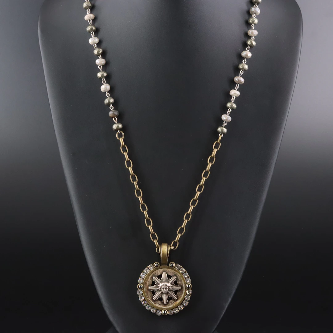 French Kande Sun King Medallion Necklace