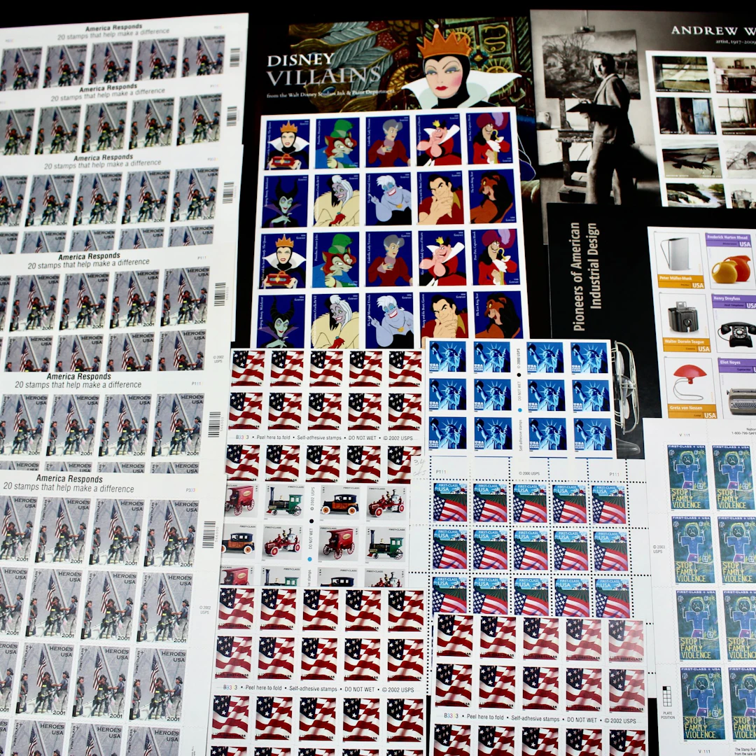 Sixteen Miniature U.S. Postage Stamp Sheets of Forever Stamps