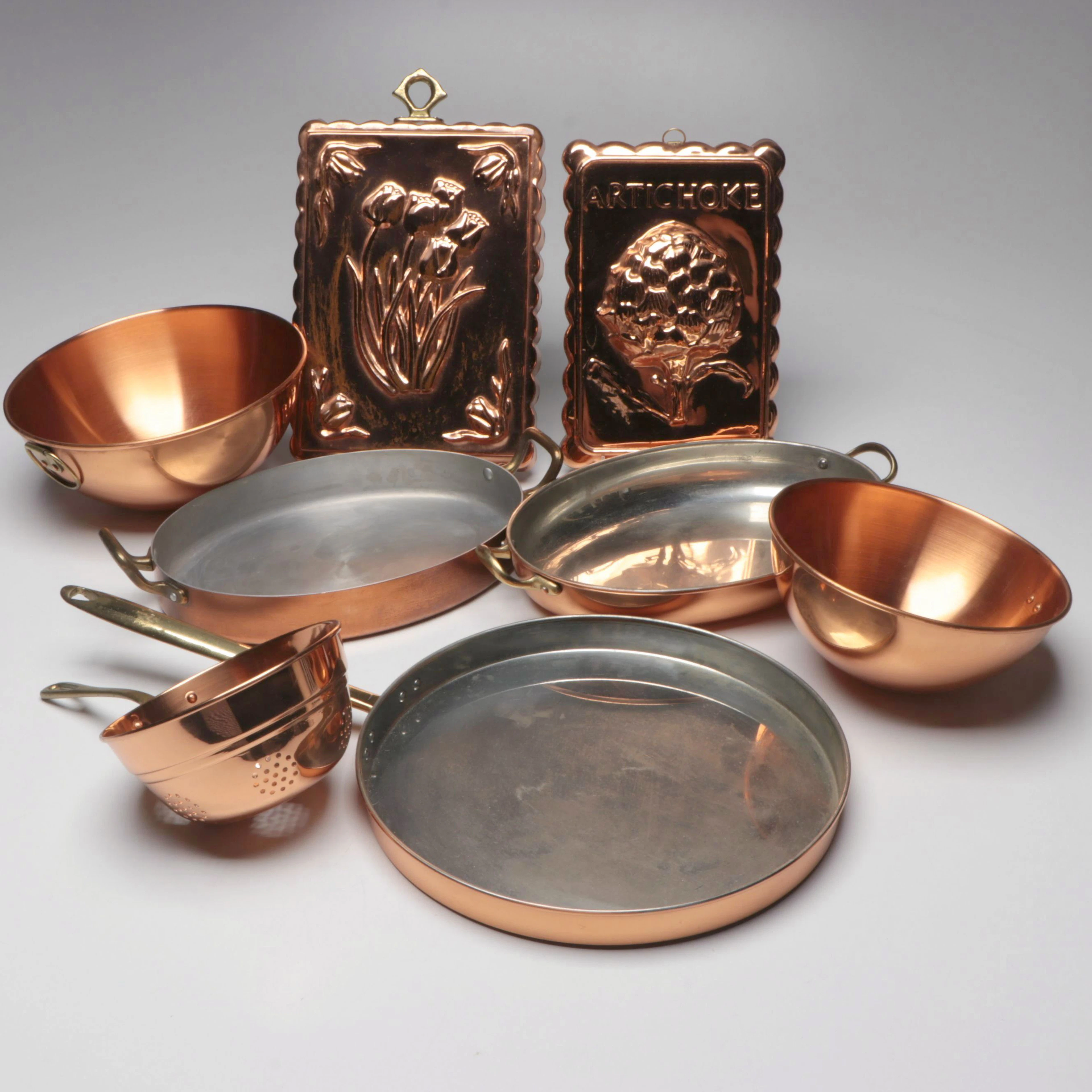 Copper Skillet, Pans, Bowls and More Kitchen Accessories