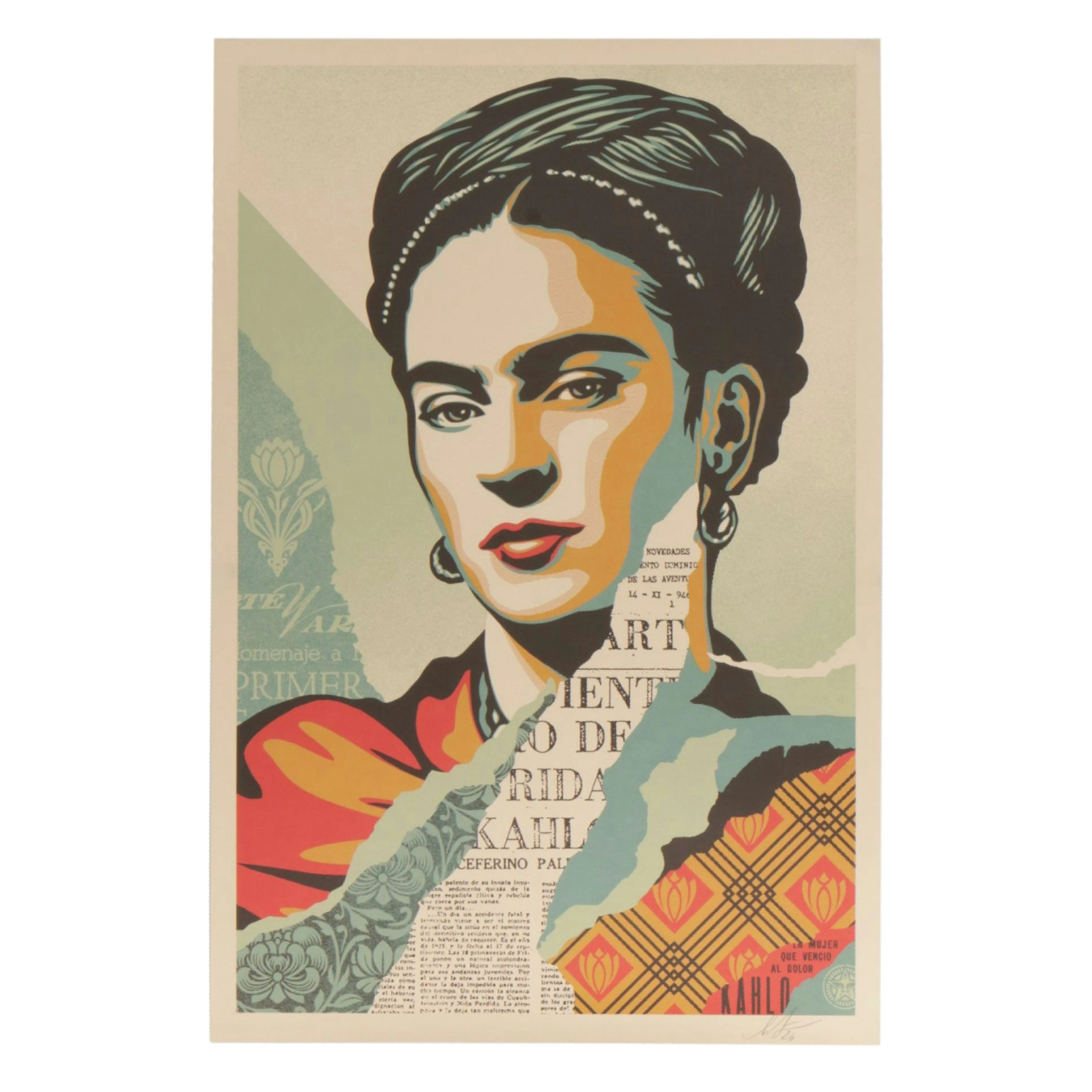 Shepard Fairey Offset Lithograph "The Woman Who Defeated Pain (Frida Kahlo)"