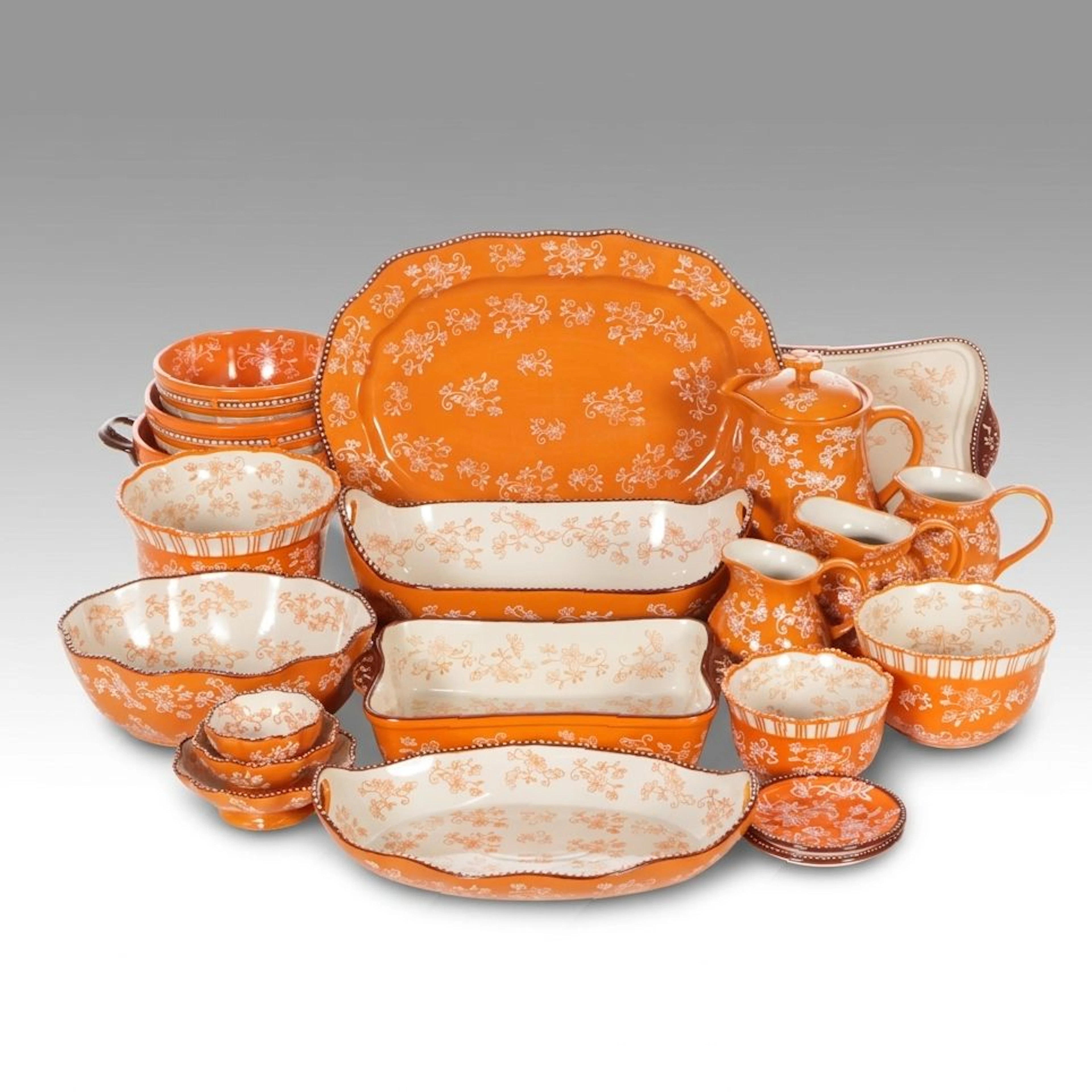 Temp-Tations by Tara "Floral Lace" Stone China Serveware, 21st Century