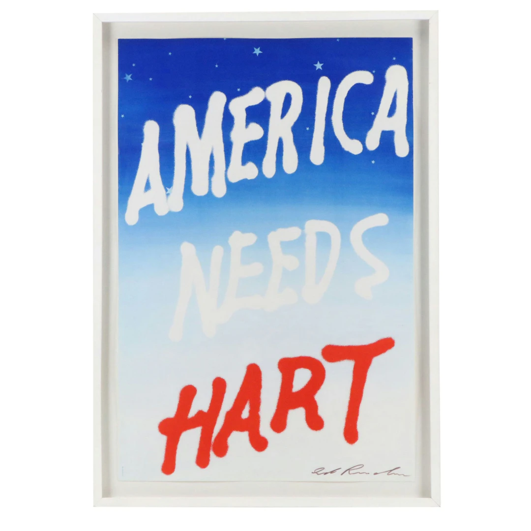 Ed Ruscha Offset Lithograph Poster "America Needs Hart," 1983