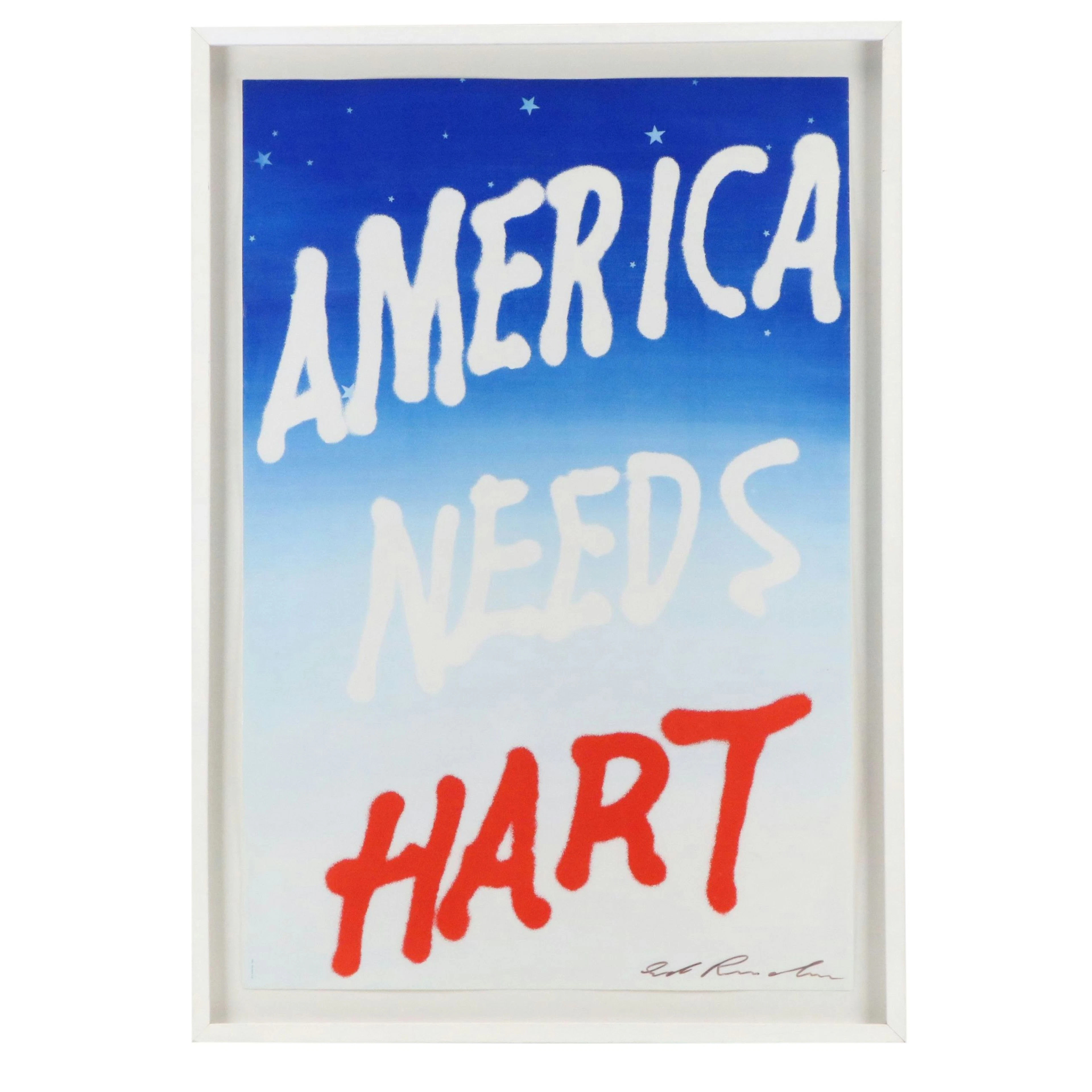 Ed Ruscha Offset Lithograph Poster "America Needs Hart," 1983