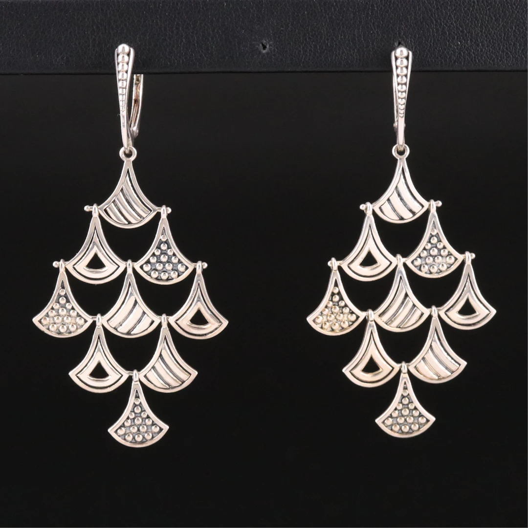 Lagos Signature Caviar Sterling Textured Chandelier Earrings