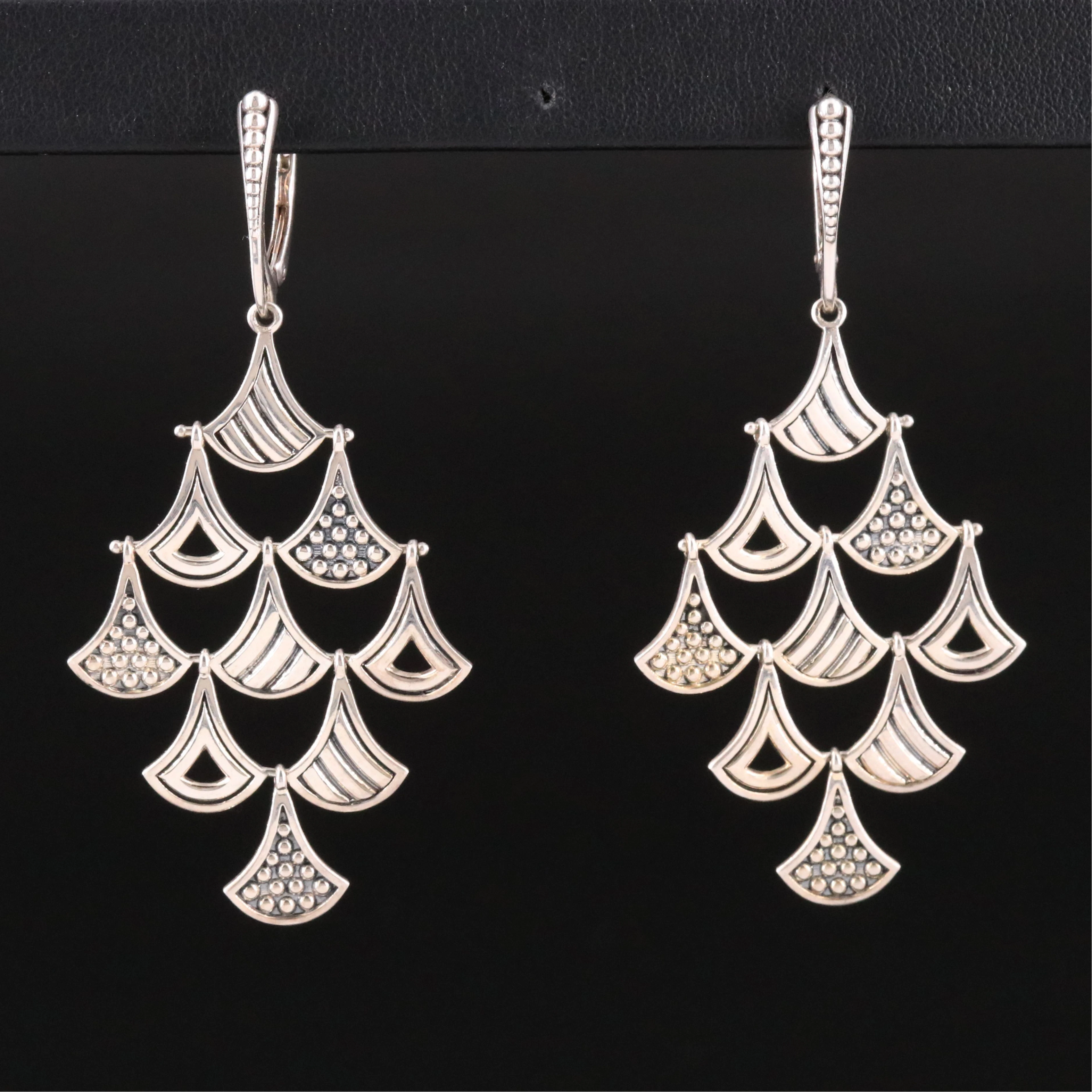 Lagos Signature Caviar Sterling Textured Chandelier Earrings