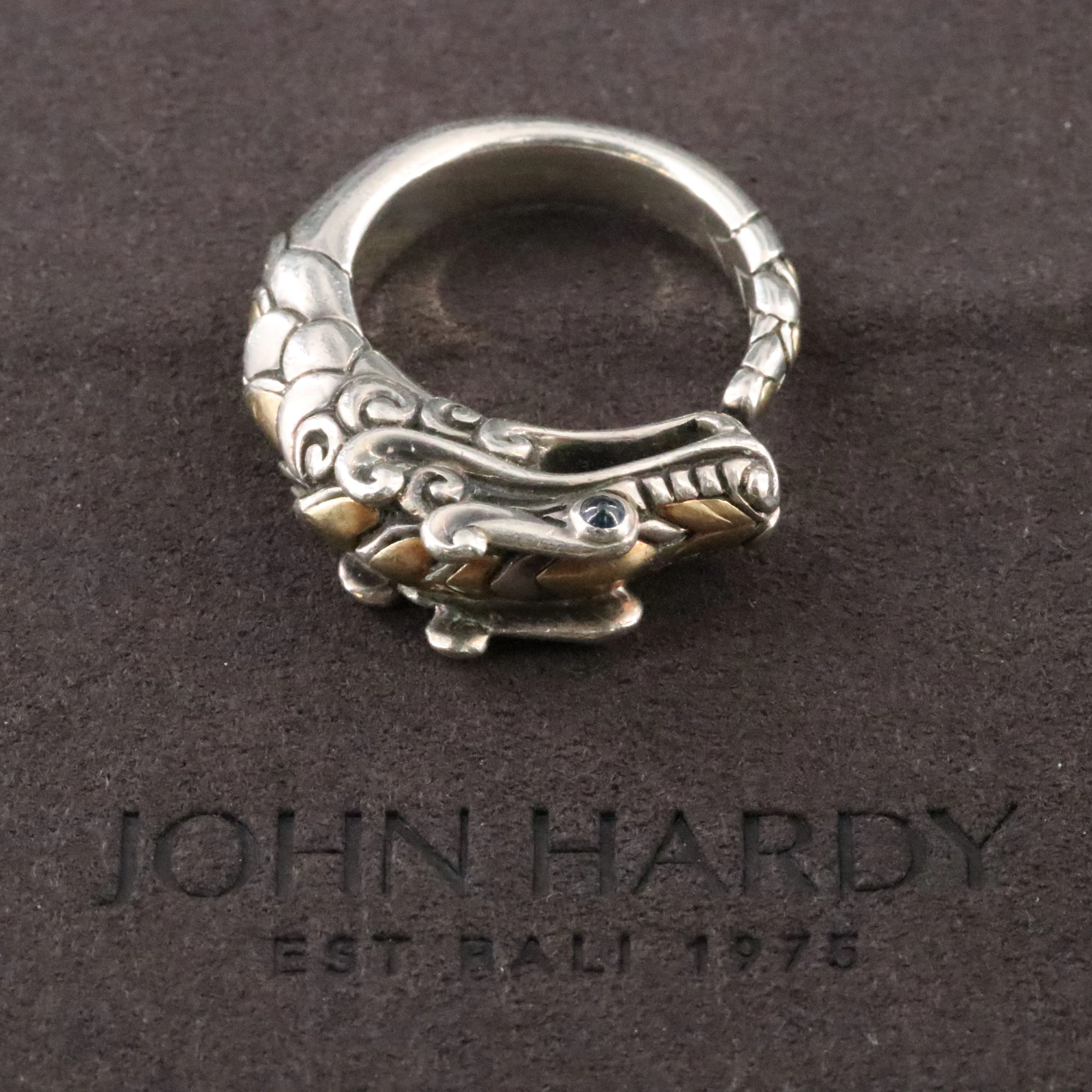 John Hardy Legends Naga Sterling and Sapphire Ring with 18K Accents