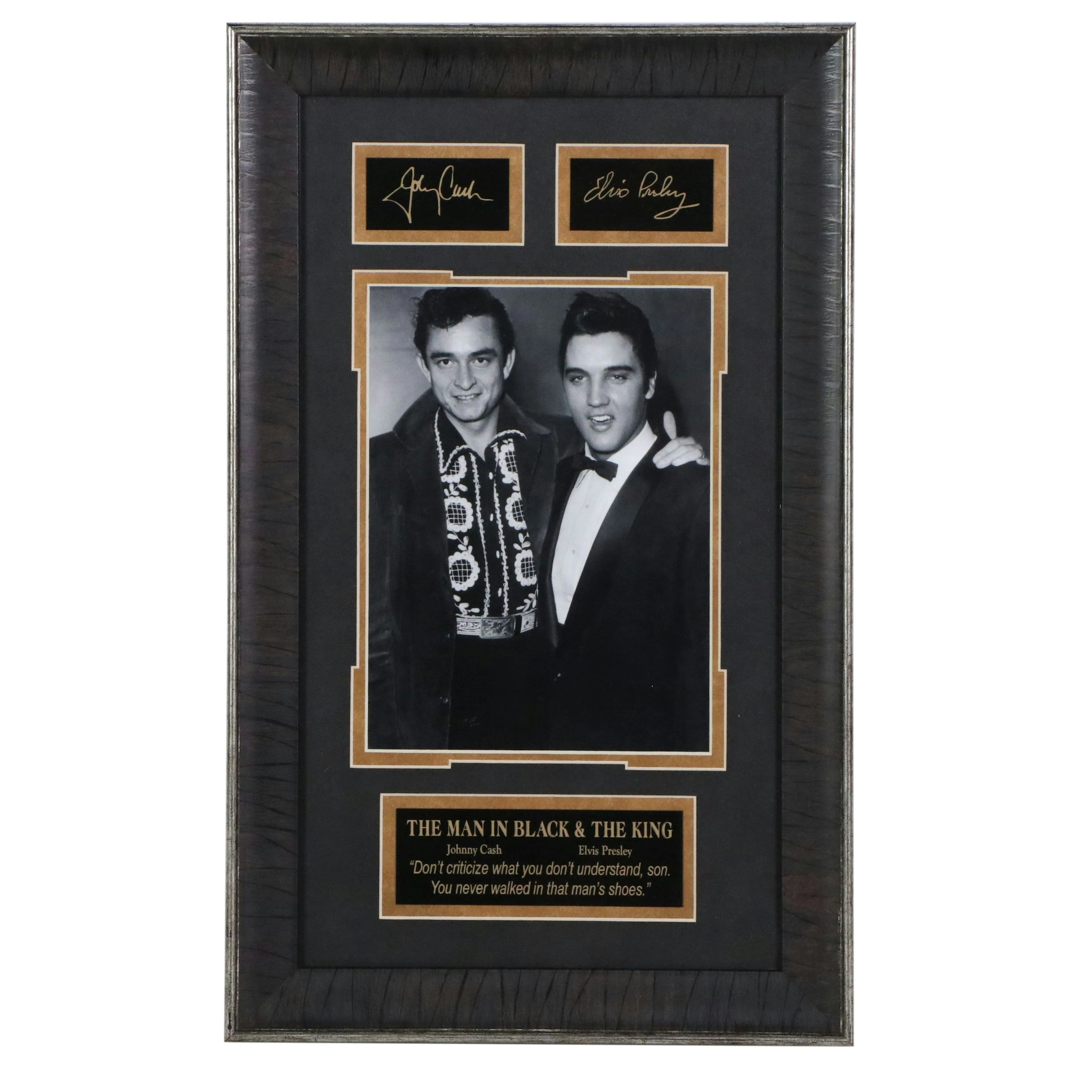 Giclée of Johnny Cash and Elvis Presley with Laser-Engraved Signatures, 21st C.