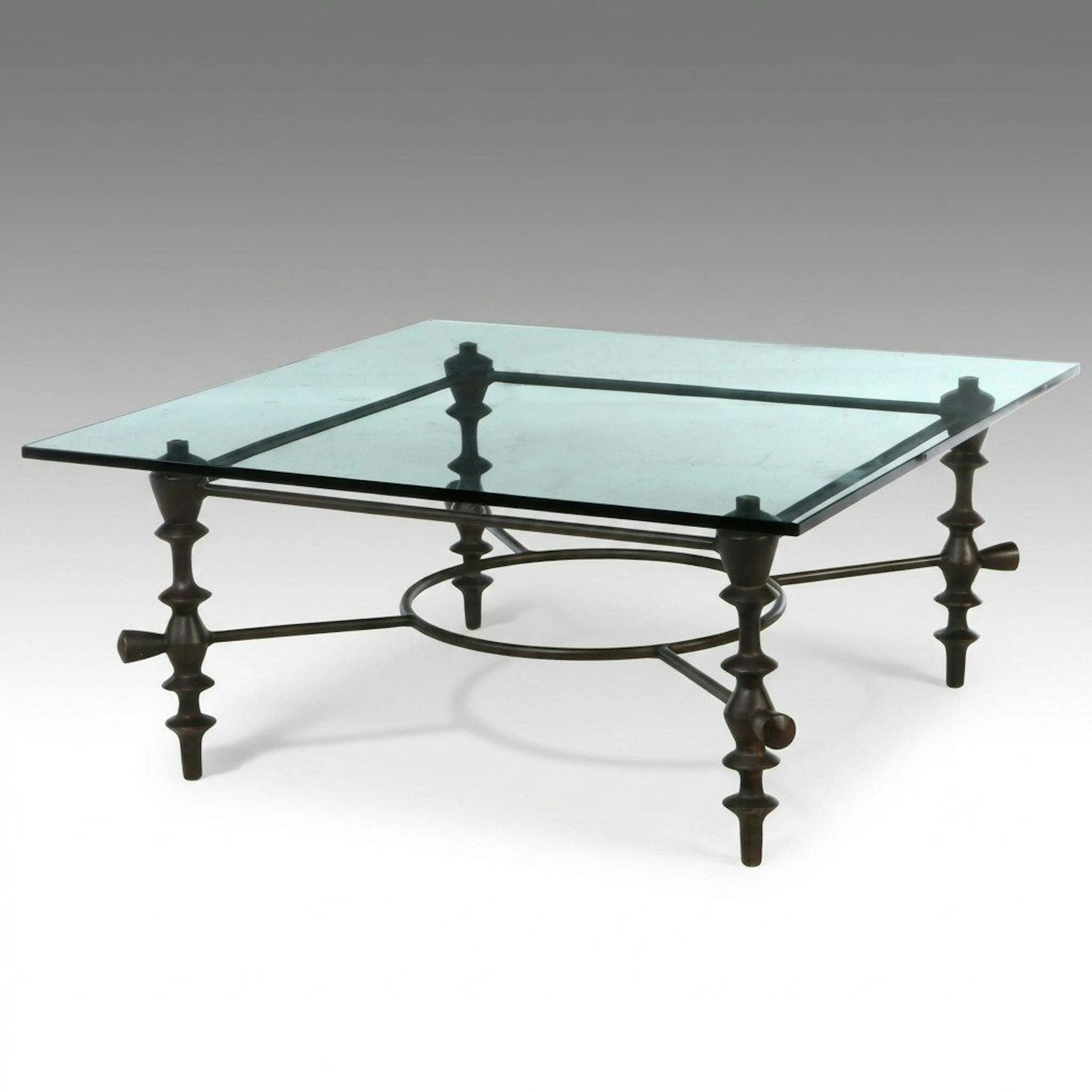 Bronze Finish Metal and Glass Coffee Table, Manner of Diego Giacometti