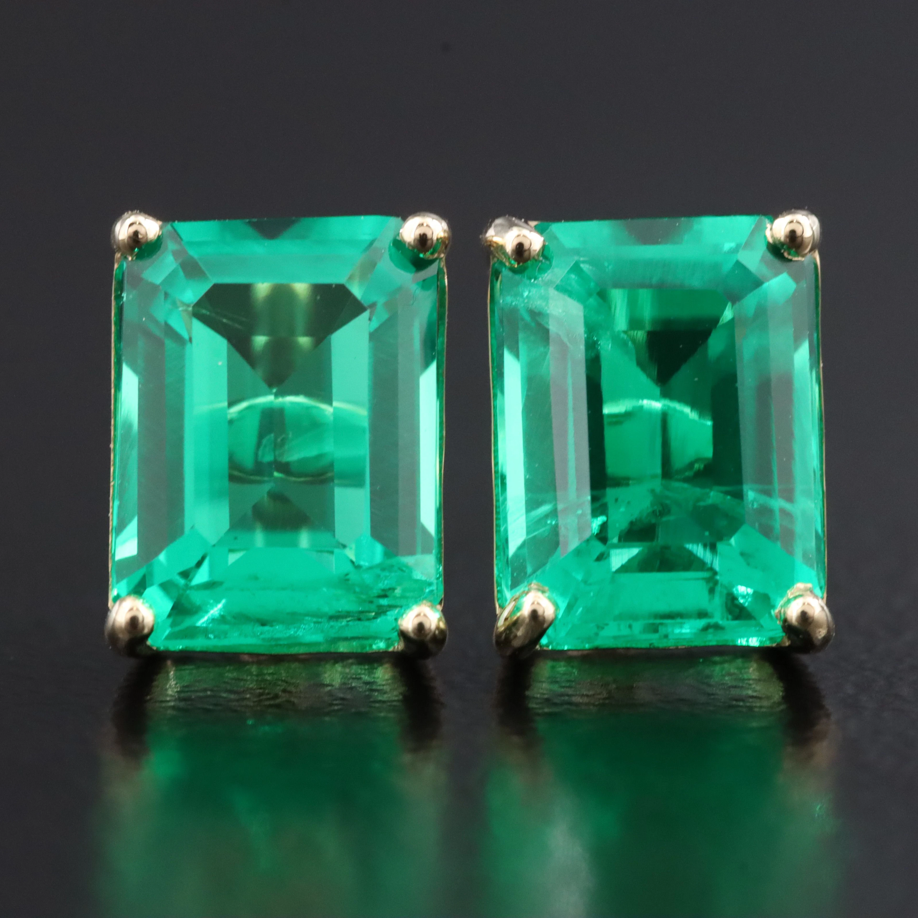 14K Emerald Stud Earrings