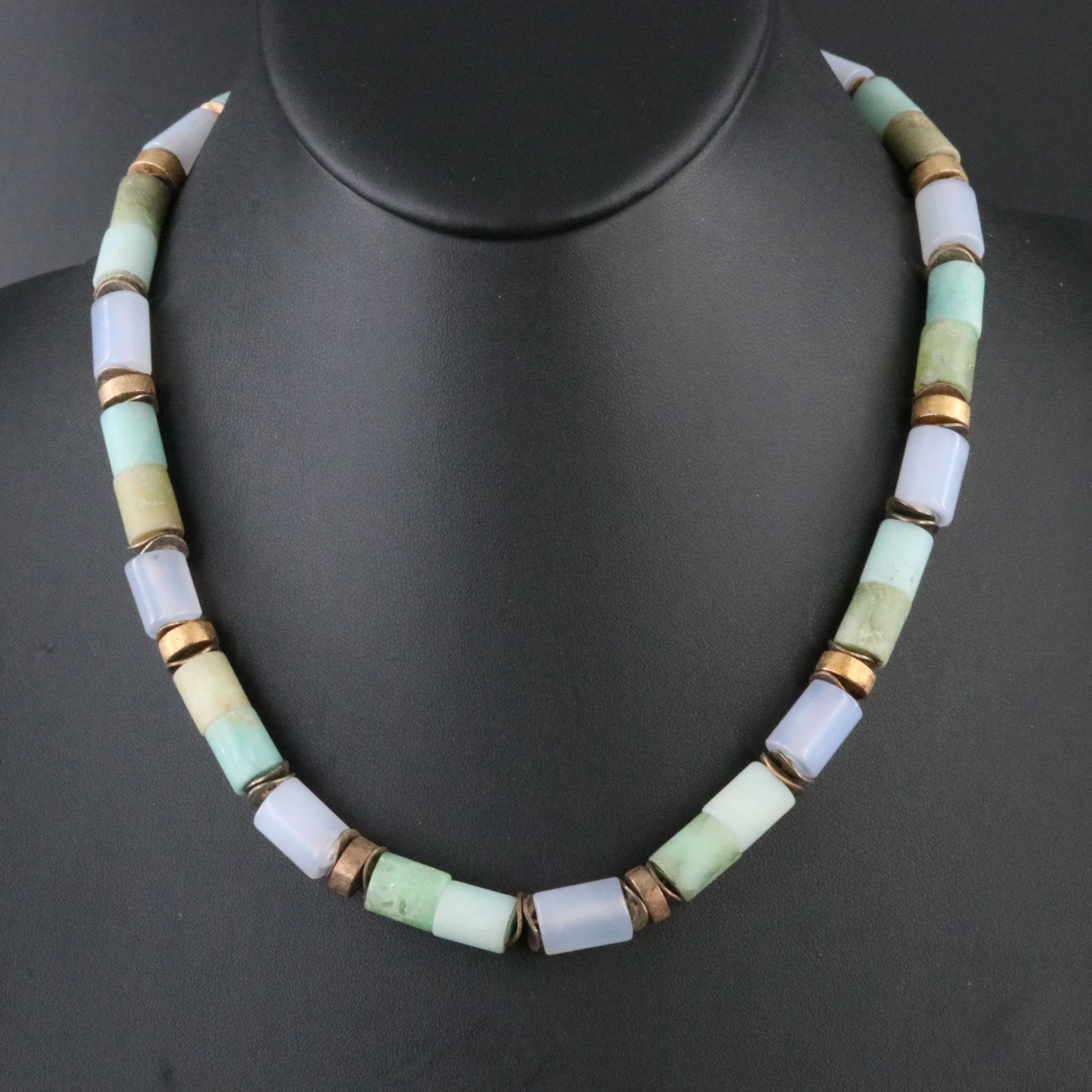 Sterling Chalcedony Bead Necklace