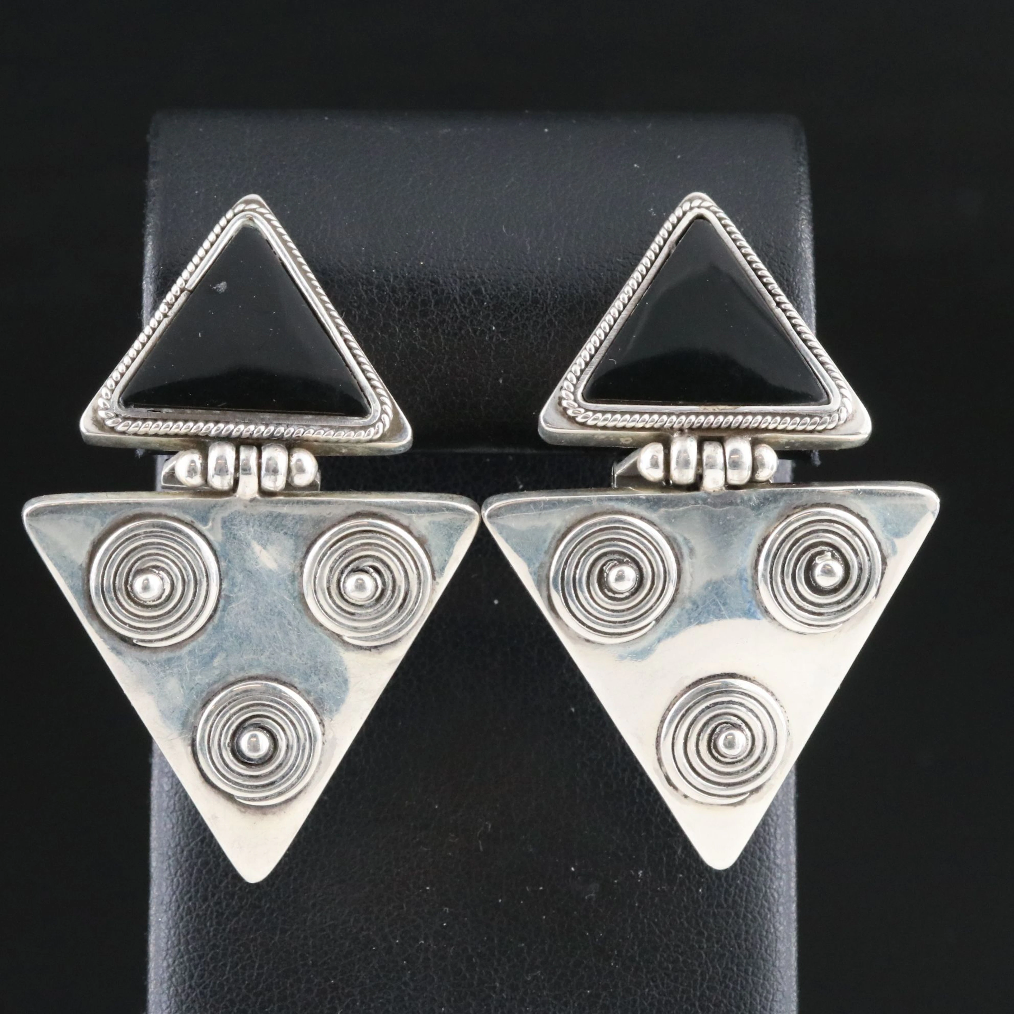 Sterling Obsidian Drop Earrings