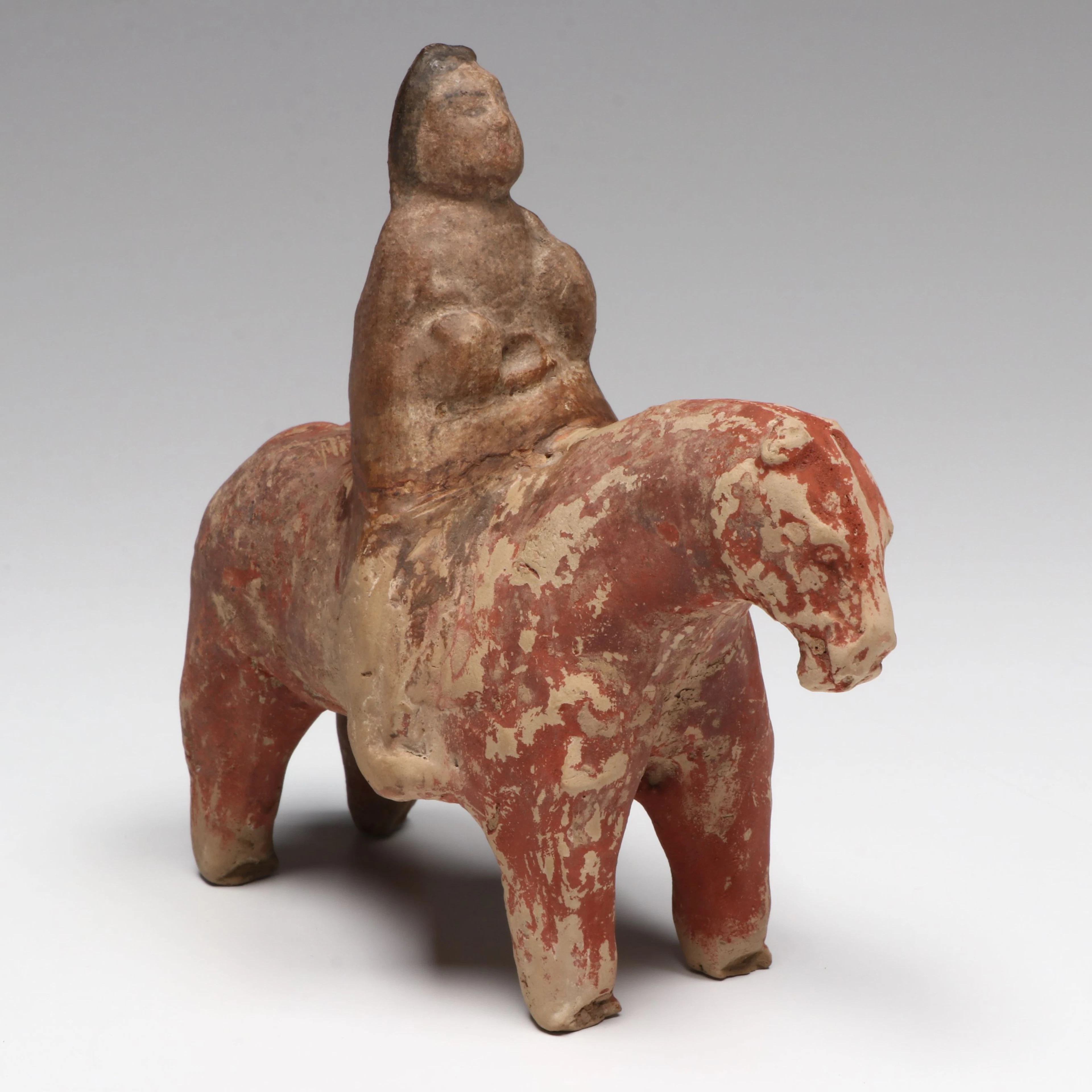 Chinese Tang Dynasty Painted Pottery Equestrian, Circa 618–907 CE