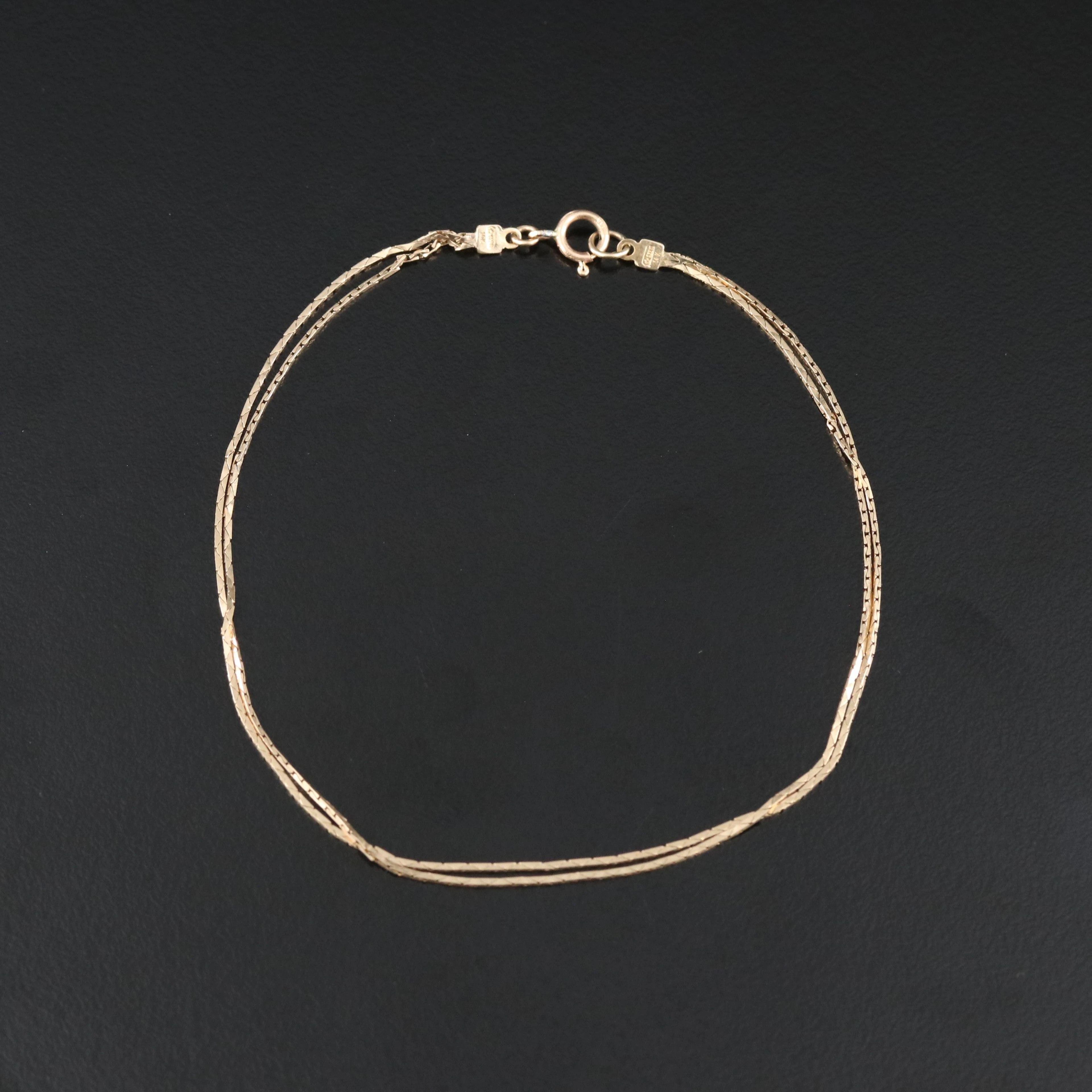 14K Double-Strand Cobra Chain Bracelet
