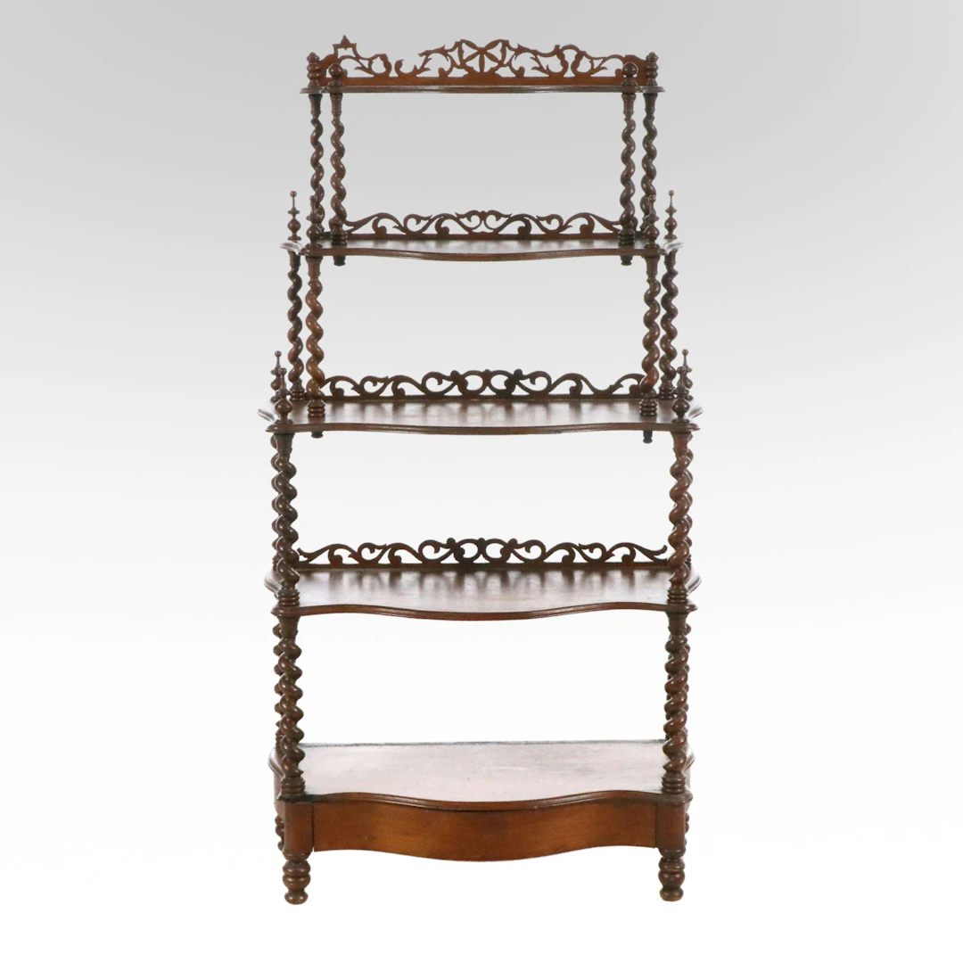Victorian Mahogany Whatnot Etagere Stand, Late 19th to Early 20th Century