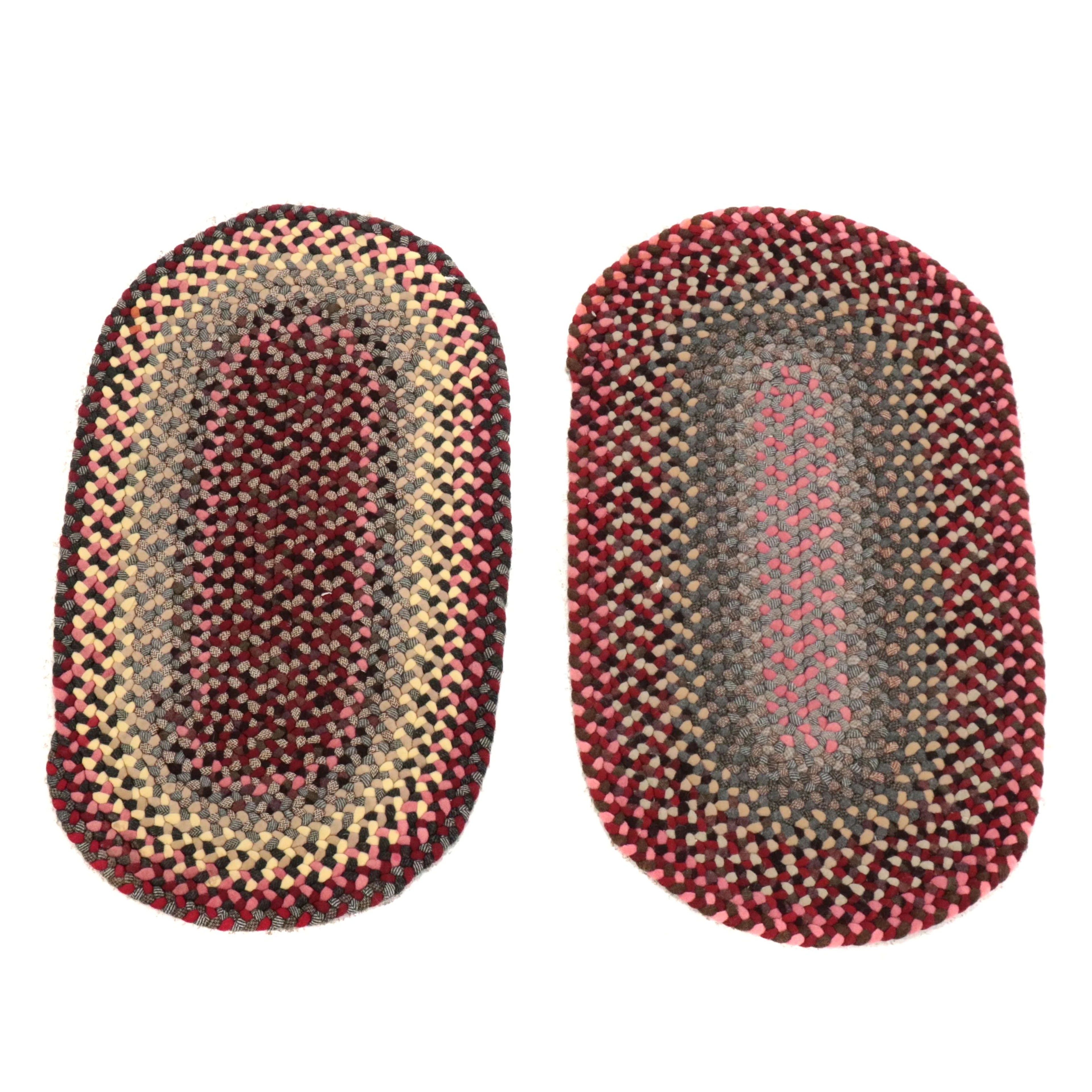 Two Oval Handmade Braided Accent Rugs