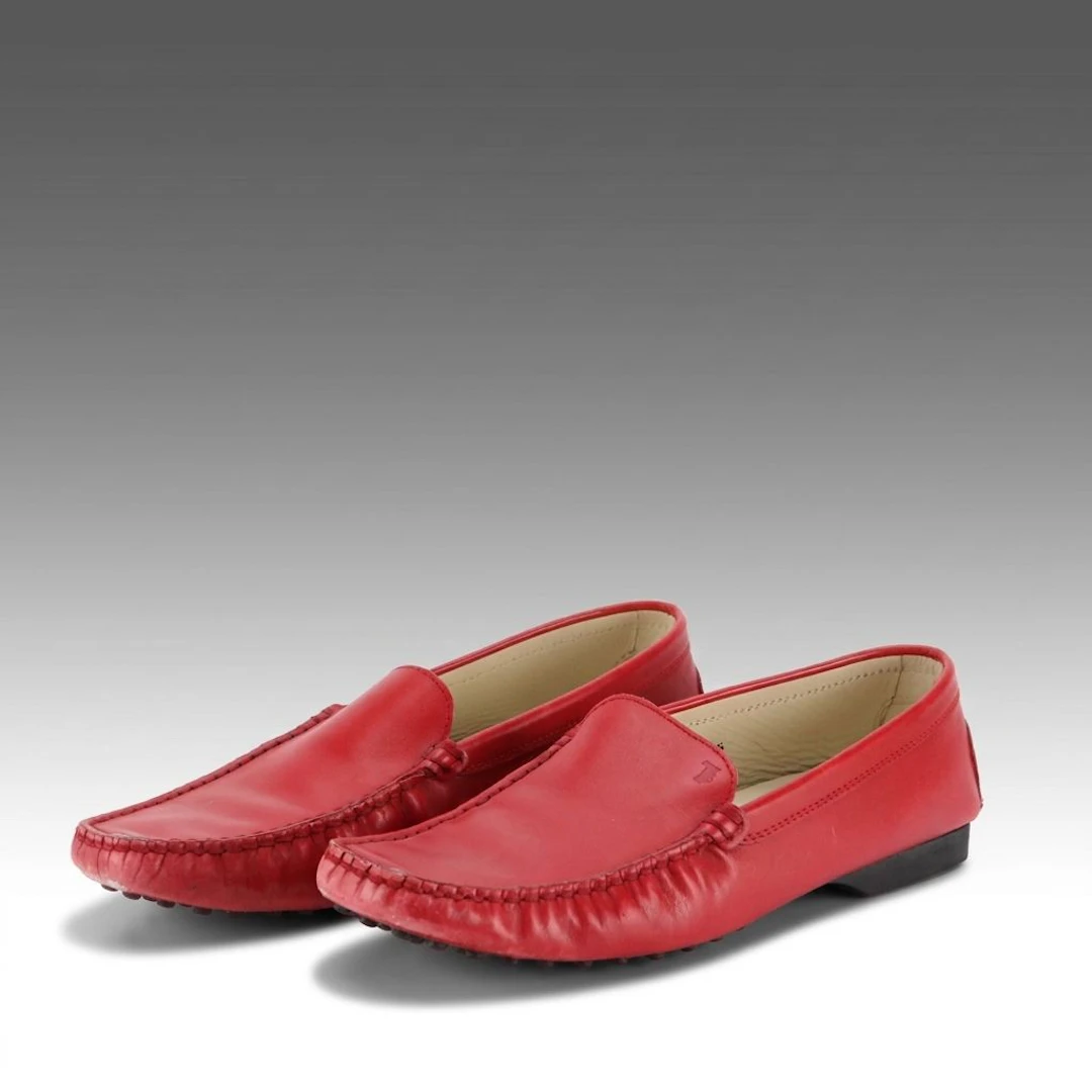 Tod's Moccasin Loafers in Red Leather