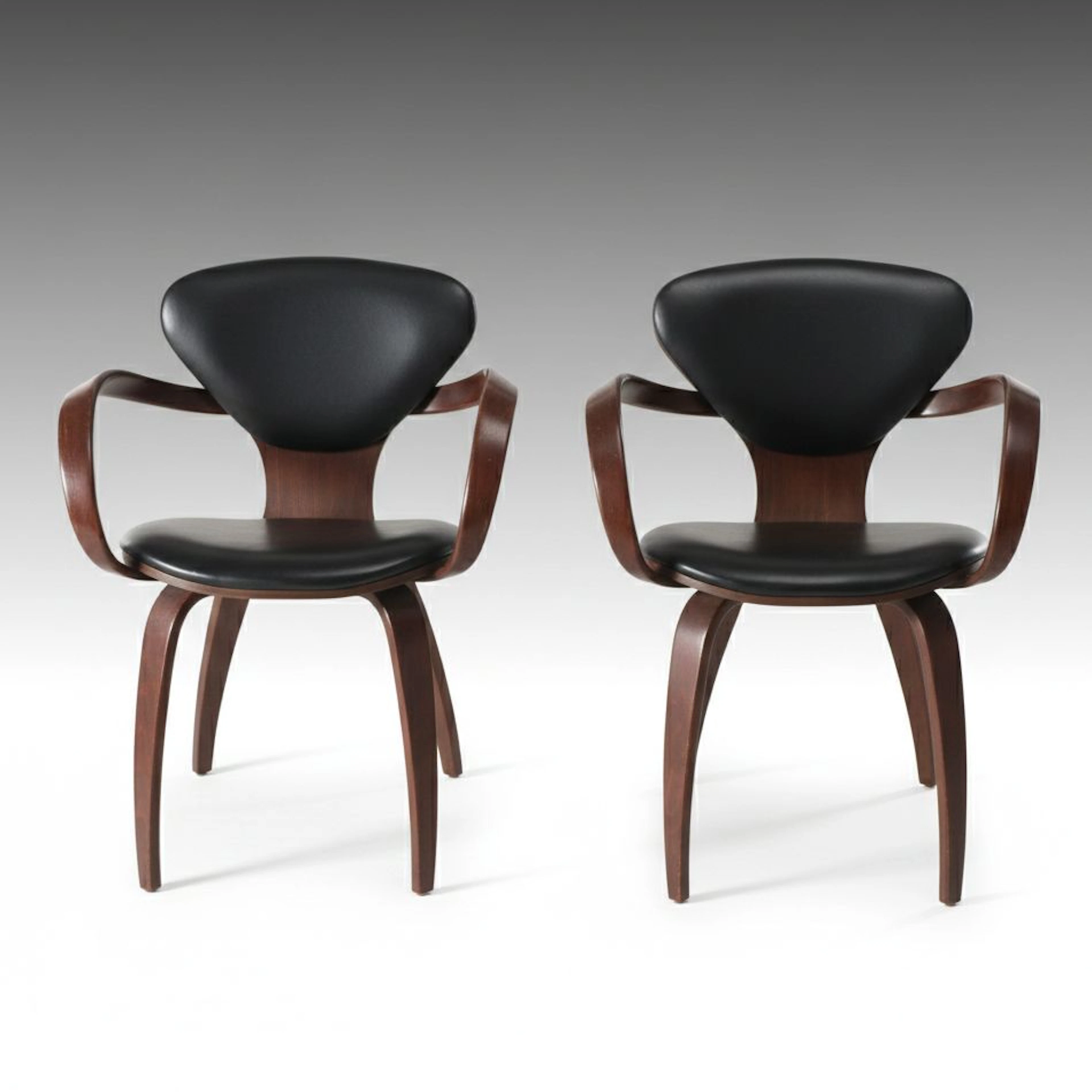 Pair of Norman Cherner for Plycraft "Pretzel" Walnut Bentwood Armchairs