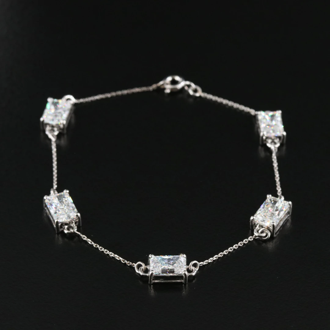 14K 5.42 CTW Lab Grown Diamond Station Bracelet with IGI Reports