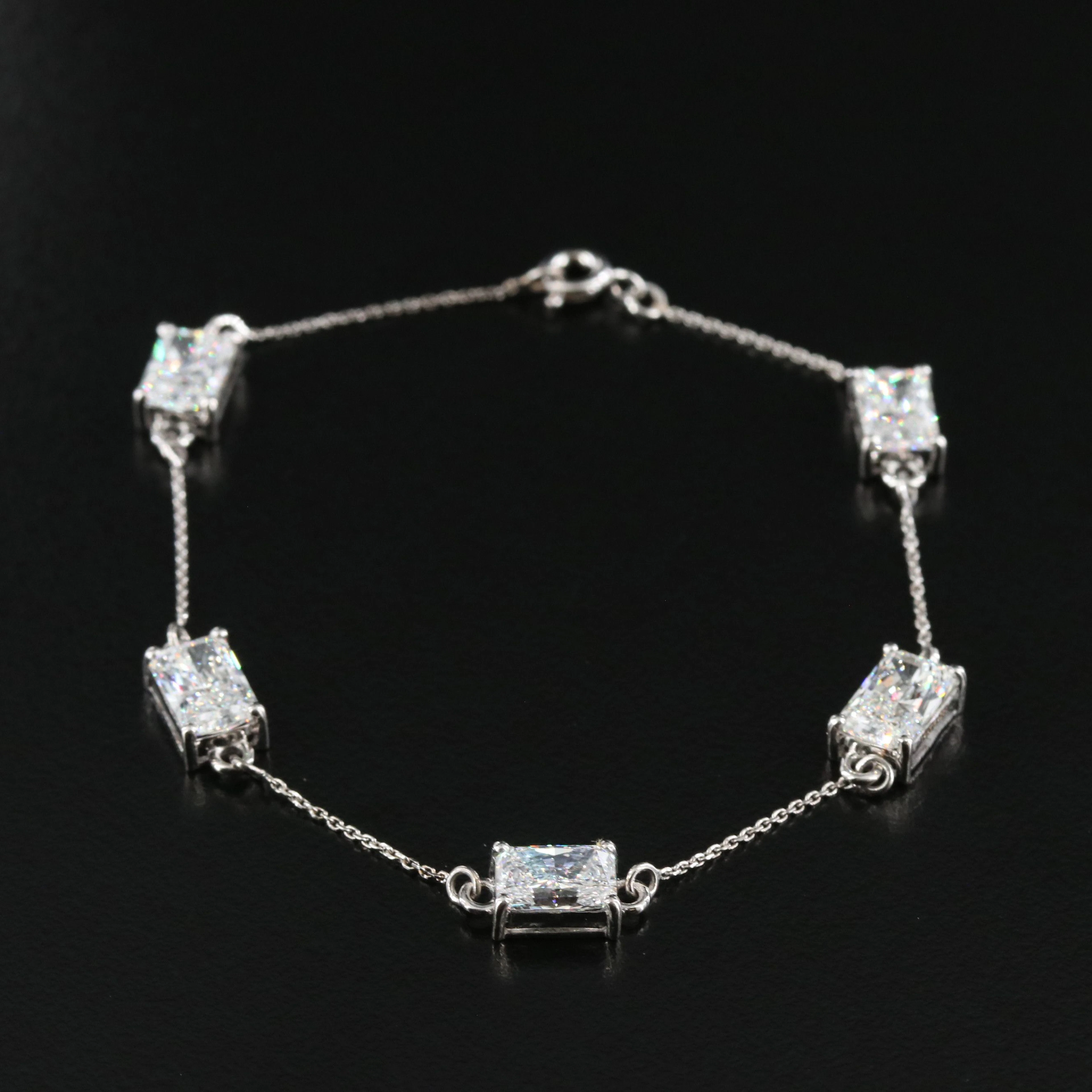 14K 5.42 CTW Lab Grown Diamond Station Bracelet with IGI Reports