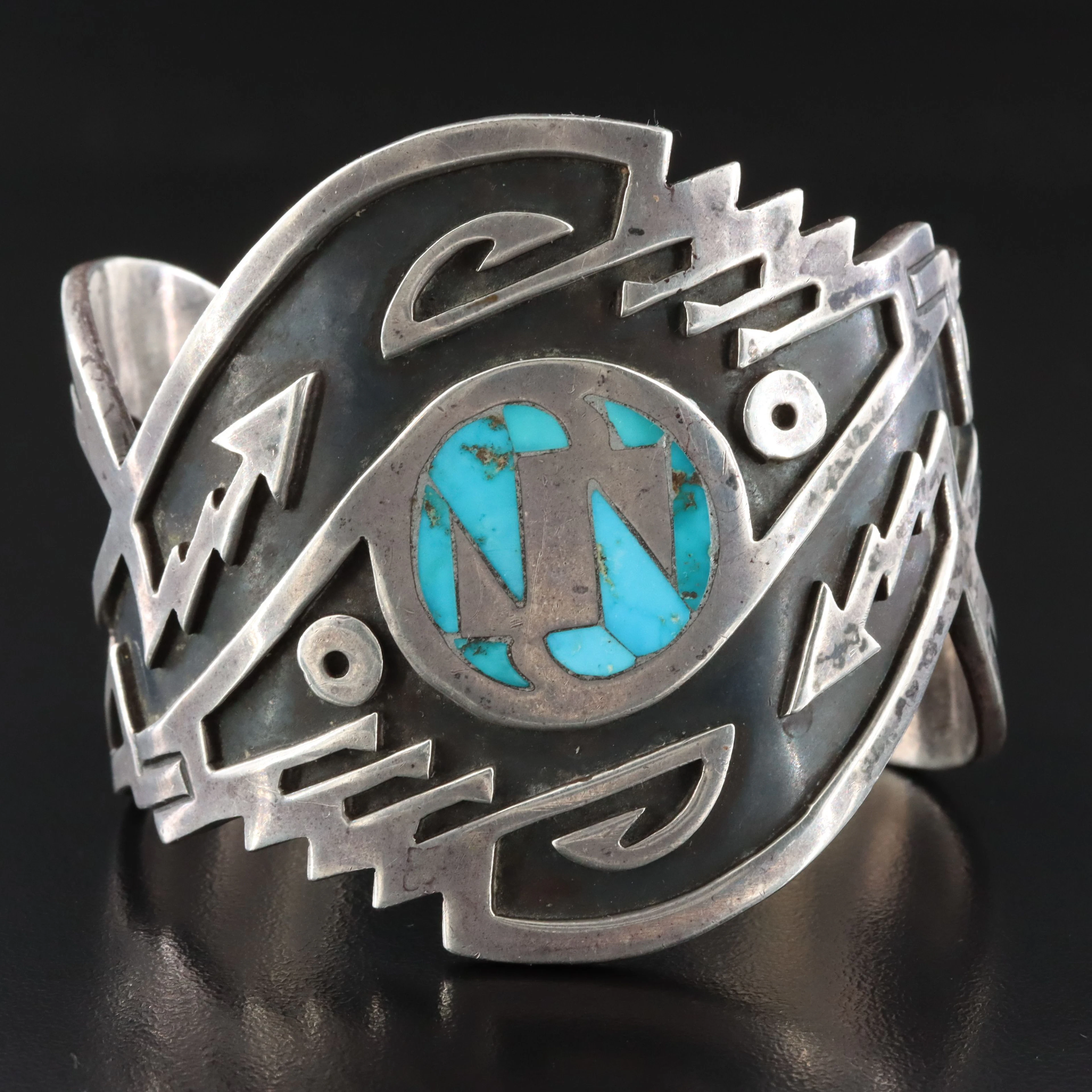Carl Begay Navajo Diné Sterling Turquoise Inlay Cuff