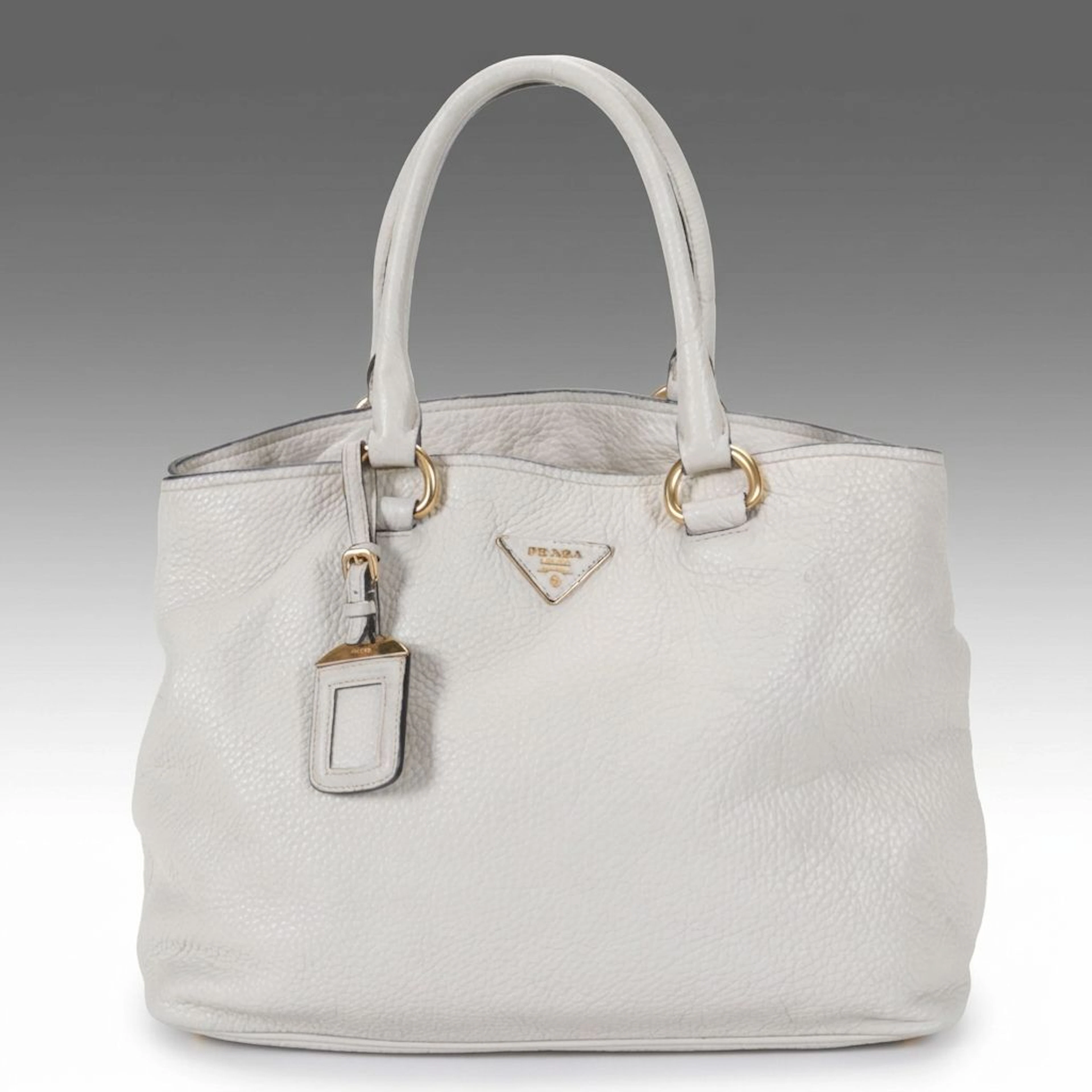 Prada Two-Way Tote Bag in White Vitello Daino Leather