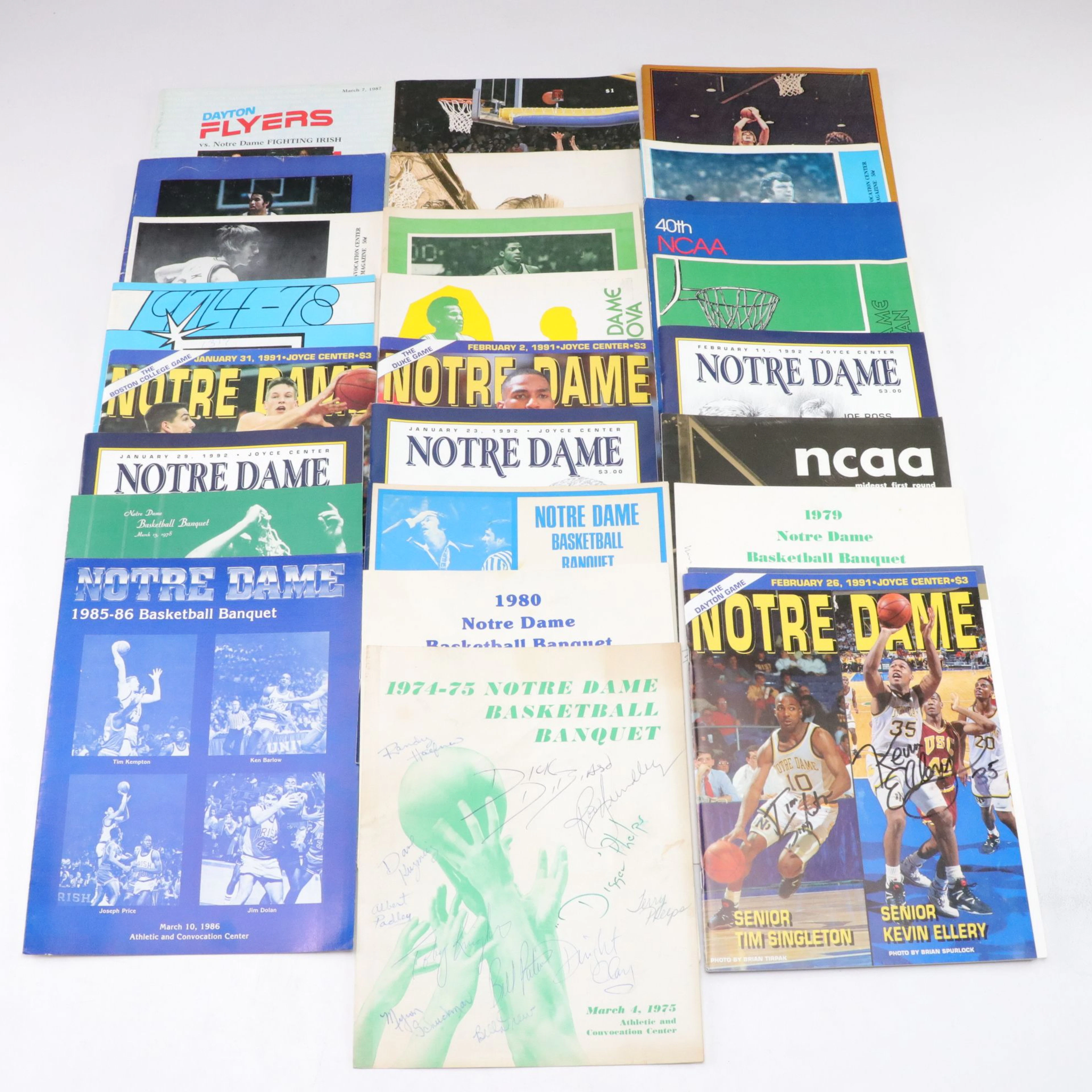 Notre Dame Basketball Programs and Ephemera with "Digger" Phelps Autograph