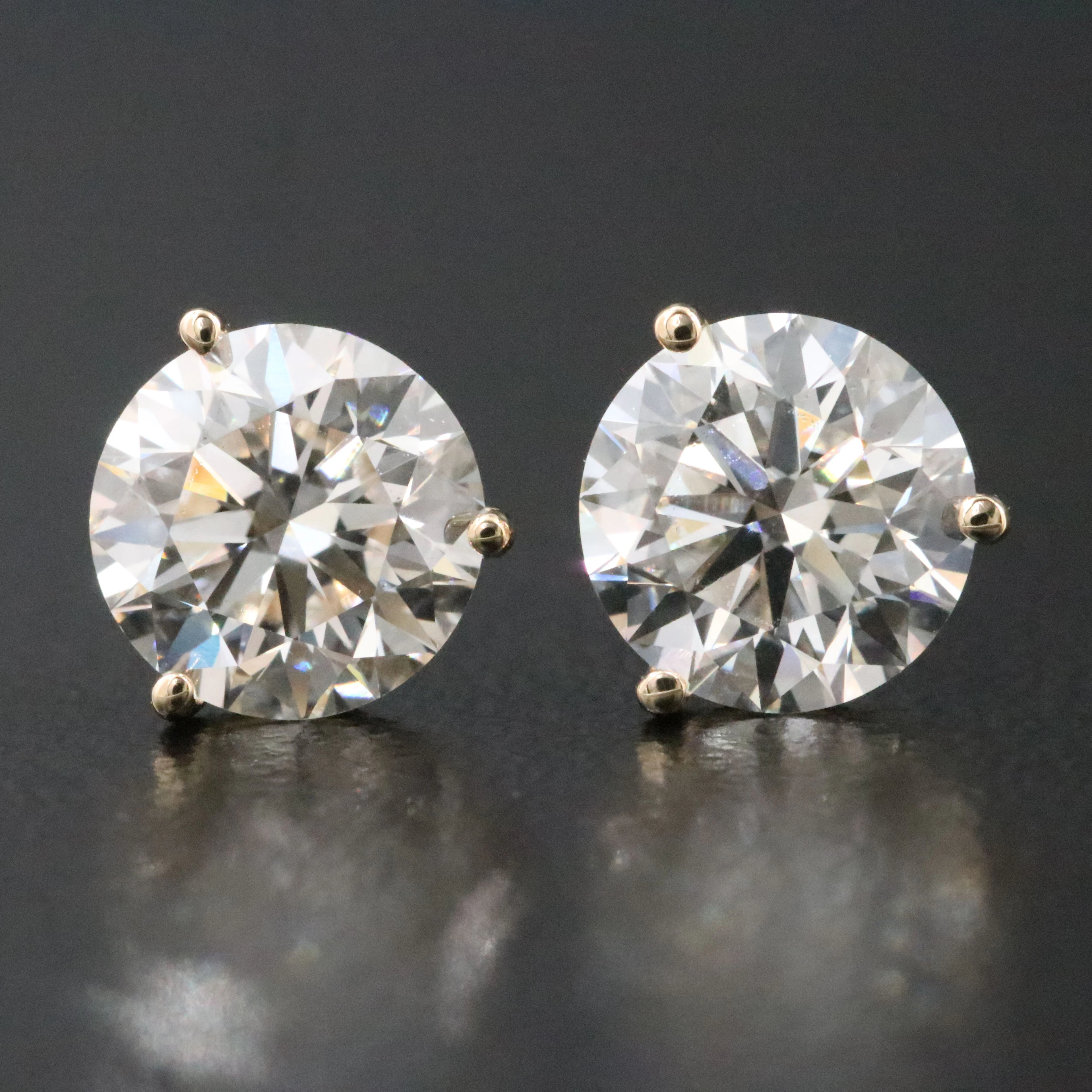 14K 2.98 CTW Lab Grown Diamond Solitaire Earrings with IGI Reports