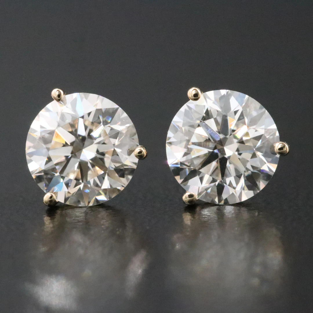 14K 2.98 CTW Lab Grown Diamond Solitaire Earrings with IGI Reports