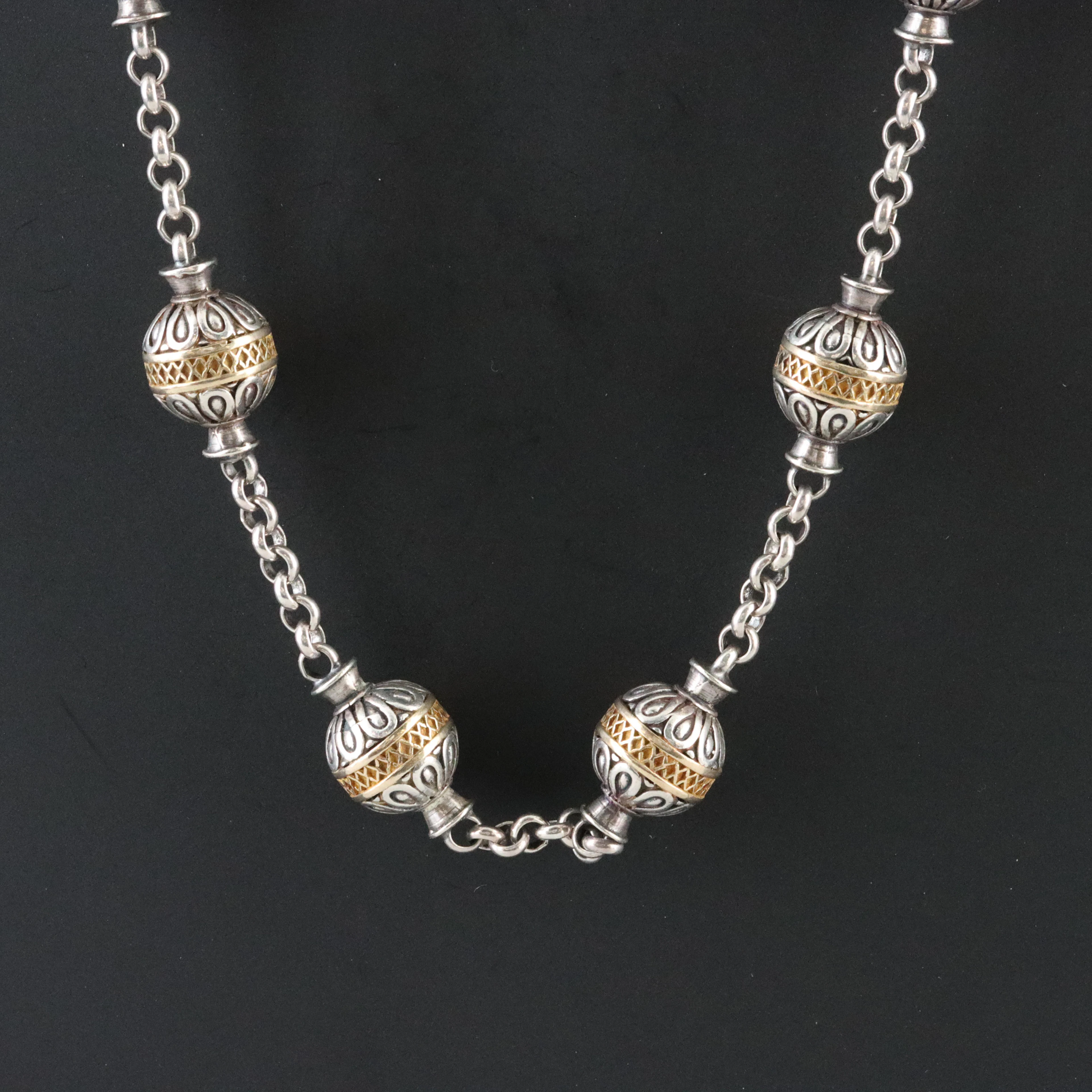 Konstantino Sterling and 18K Ball Station Necklace