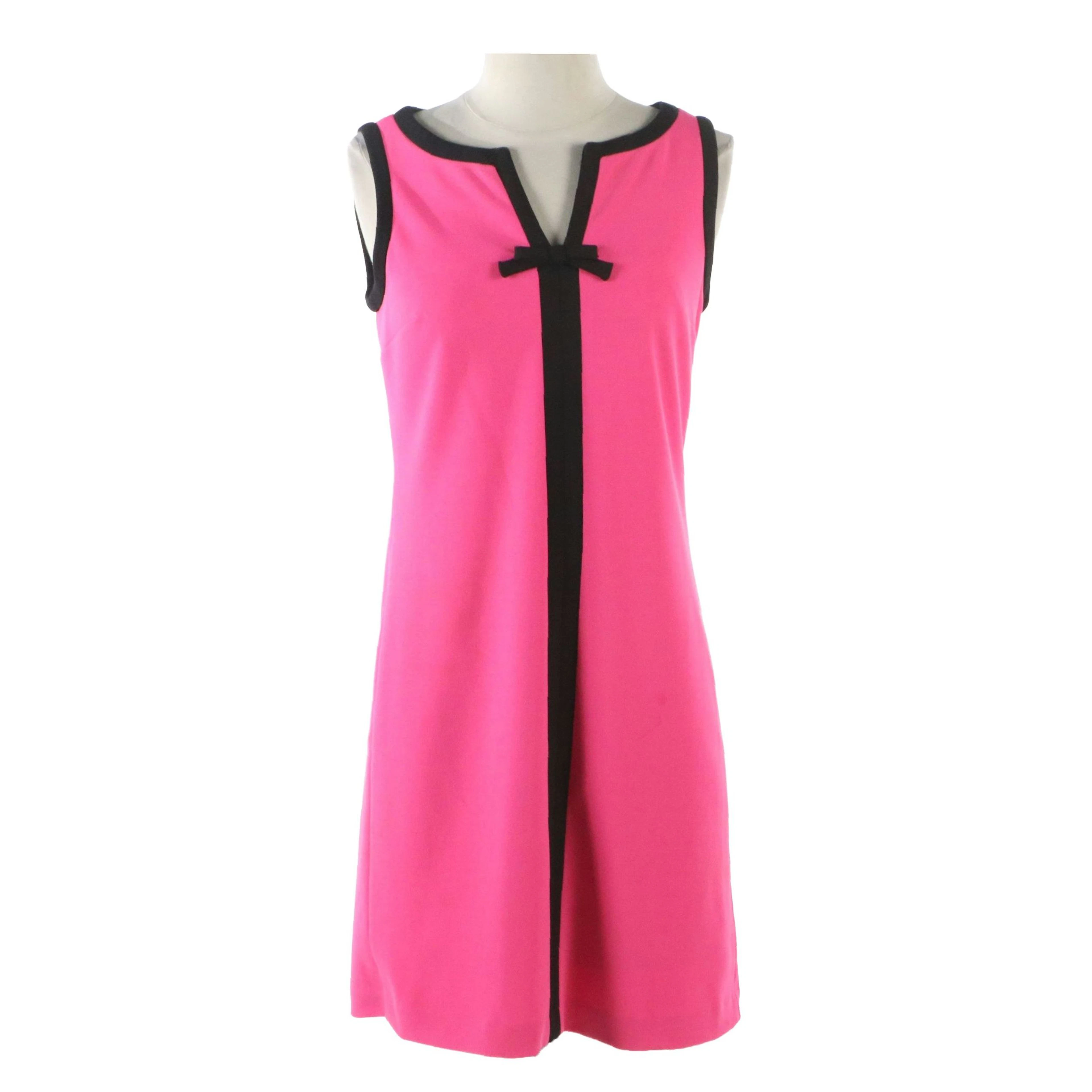 Karl Lagerfeld Hot Pink and Black Mini Dress with Bow Detail