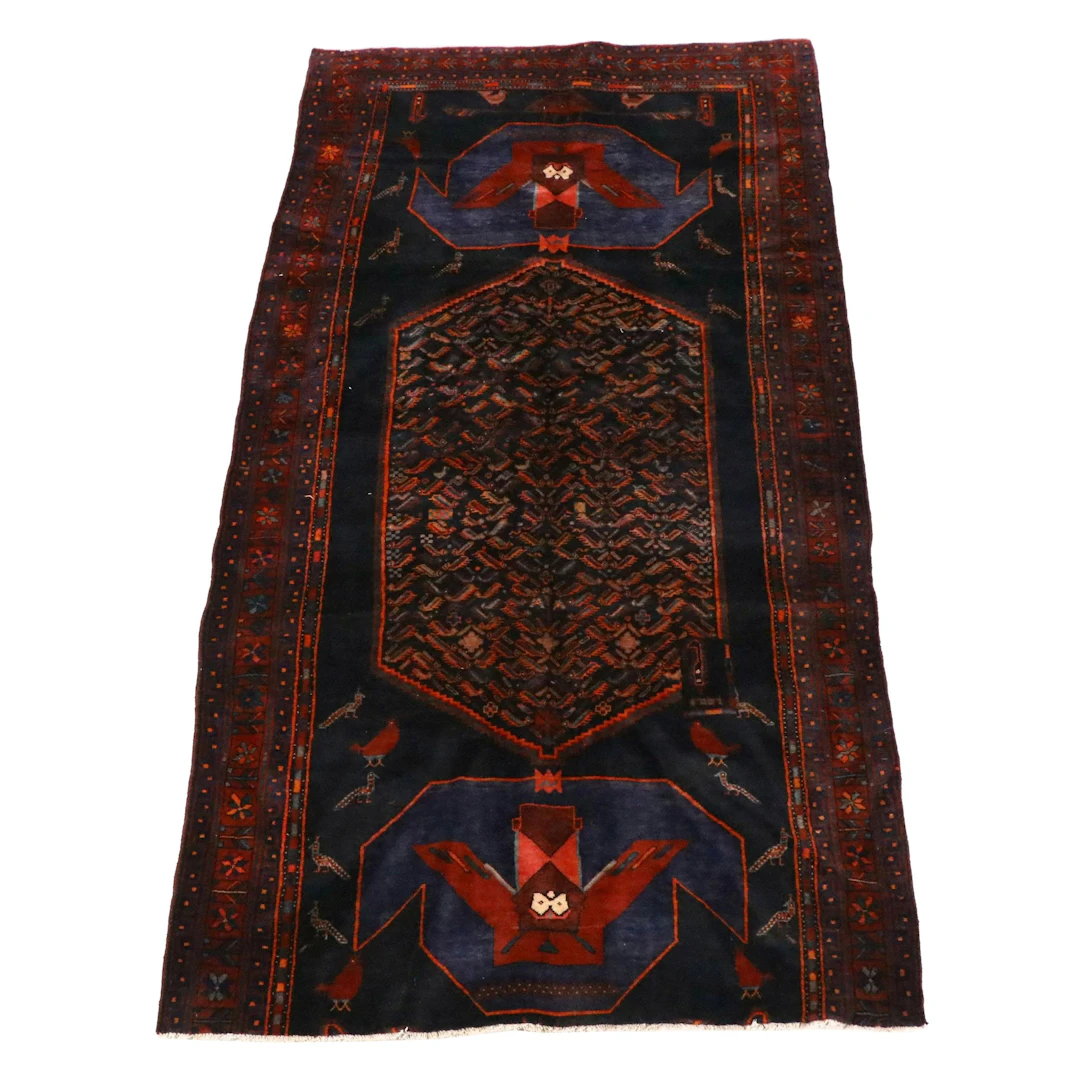 5'2 x 10'6 Hand-Knotted Persian Khamseh Confederation Remnant Area Rug