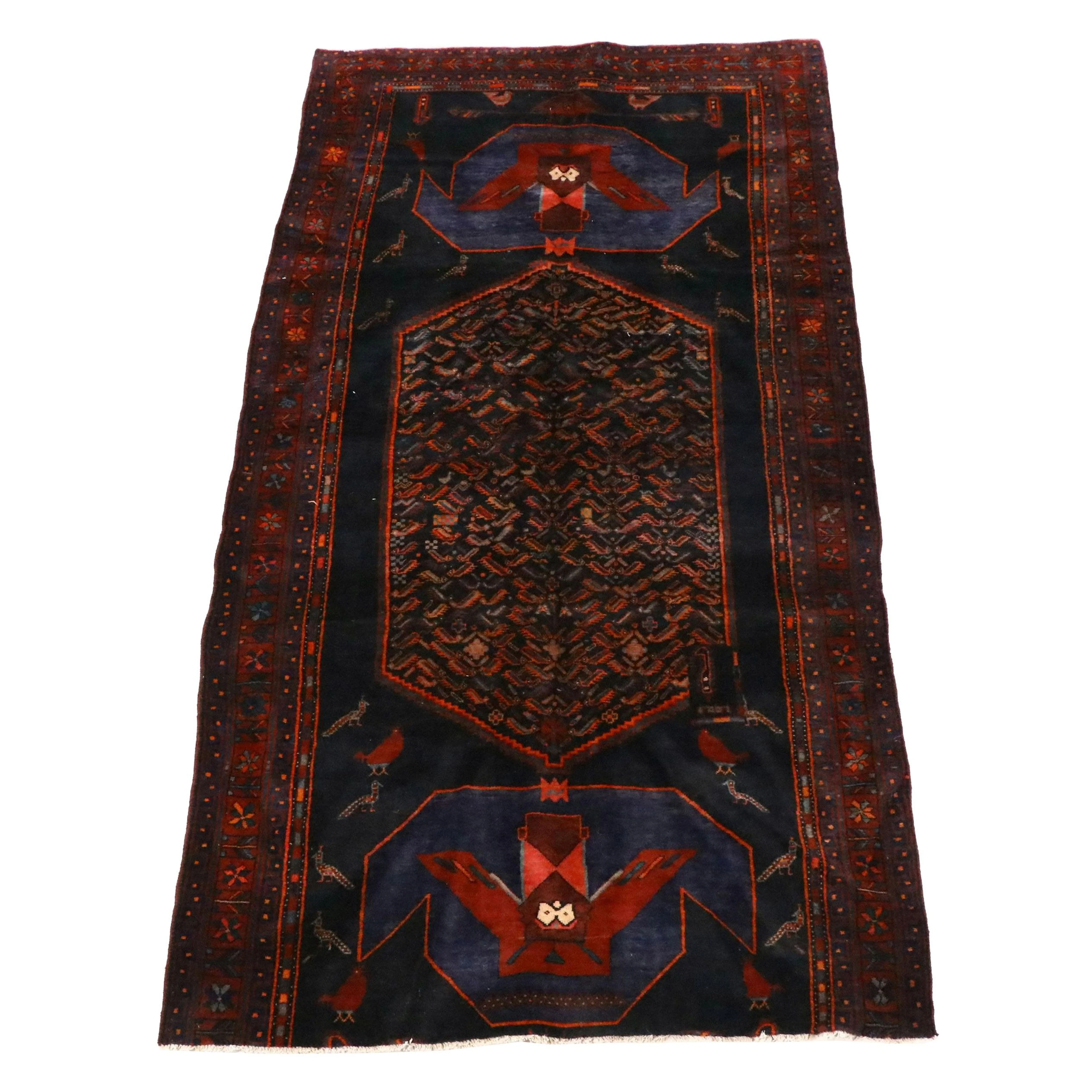 5'2 x 10'6 Hand-Knotted Persian Khamseh Confederation Remnant Area Rug