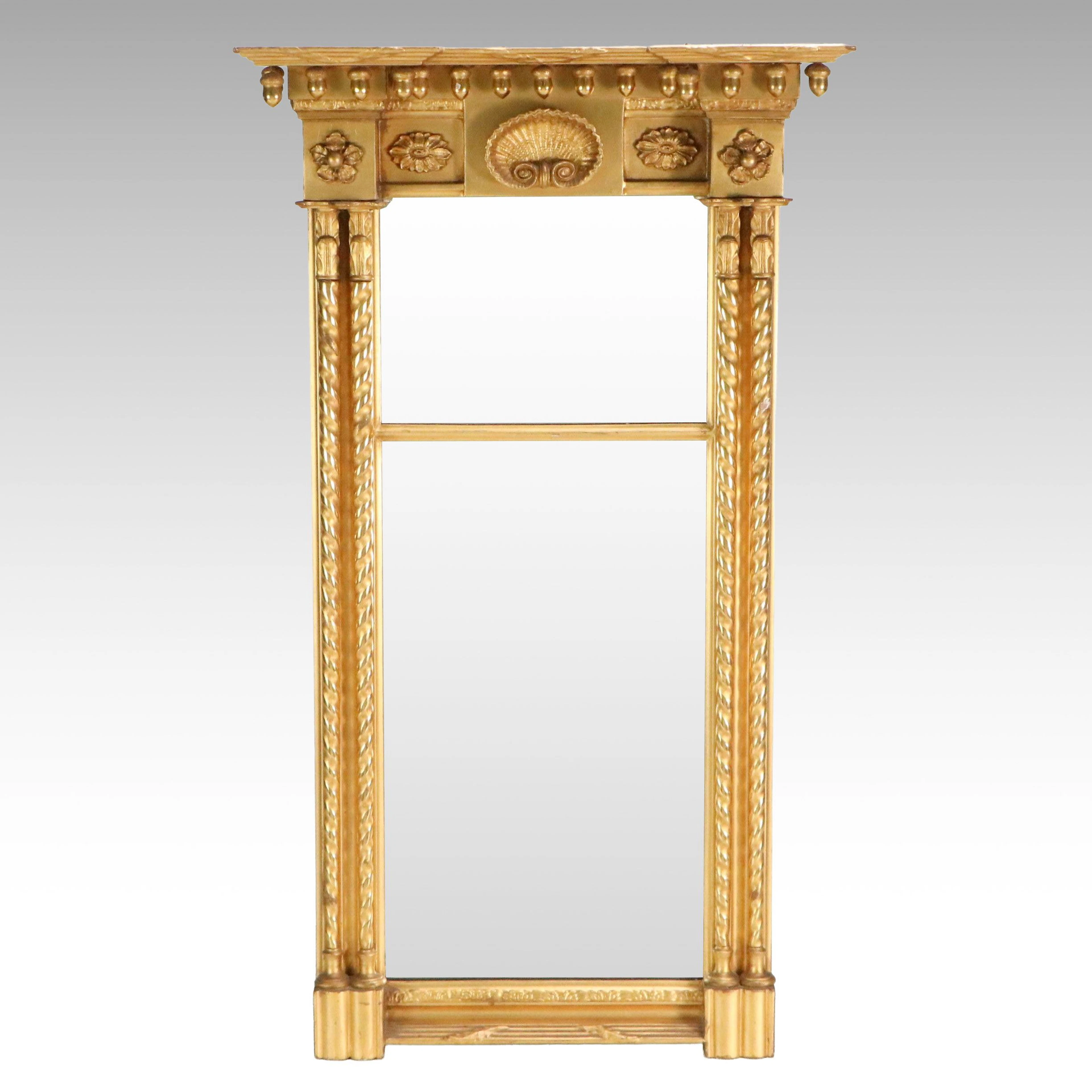 American Empire Style Giltwood Pier Mirror, Mid to Late 19th Century