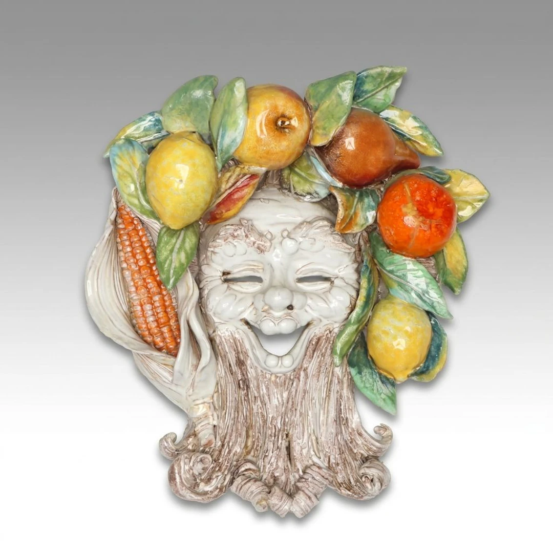 Italian Majolica Perseo Pottery Mask