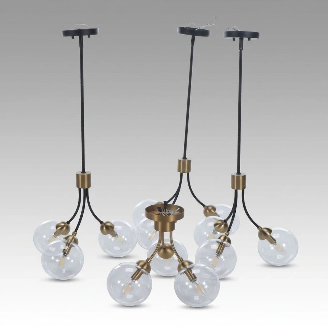 Brass and Metal Modern Pendant Lights and Wall Light