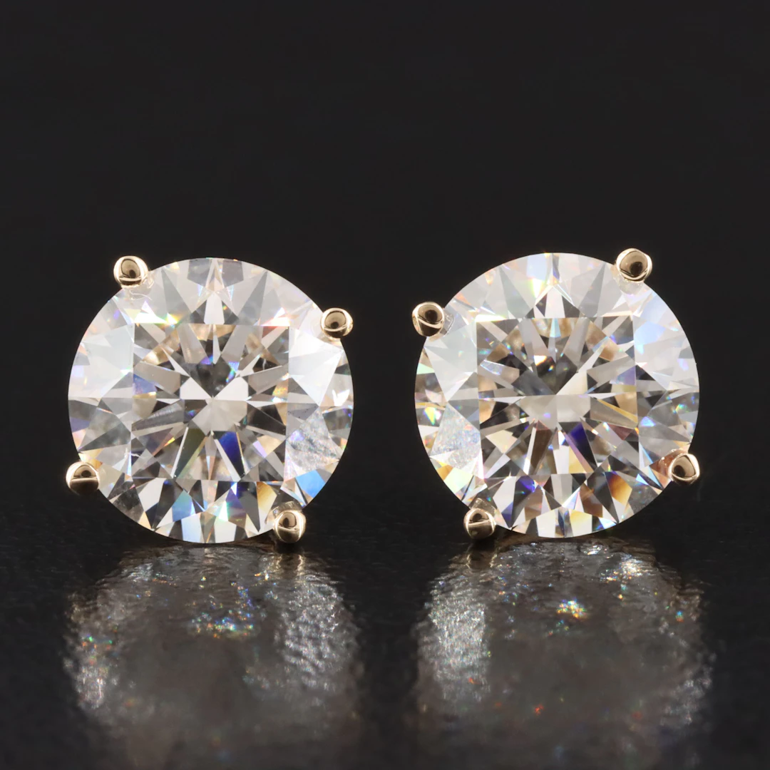 14K 6.20 CTW Lab Grown Diamond Solitaire Earrings with IGI Reports