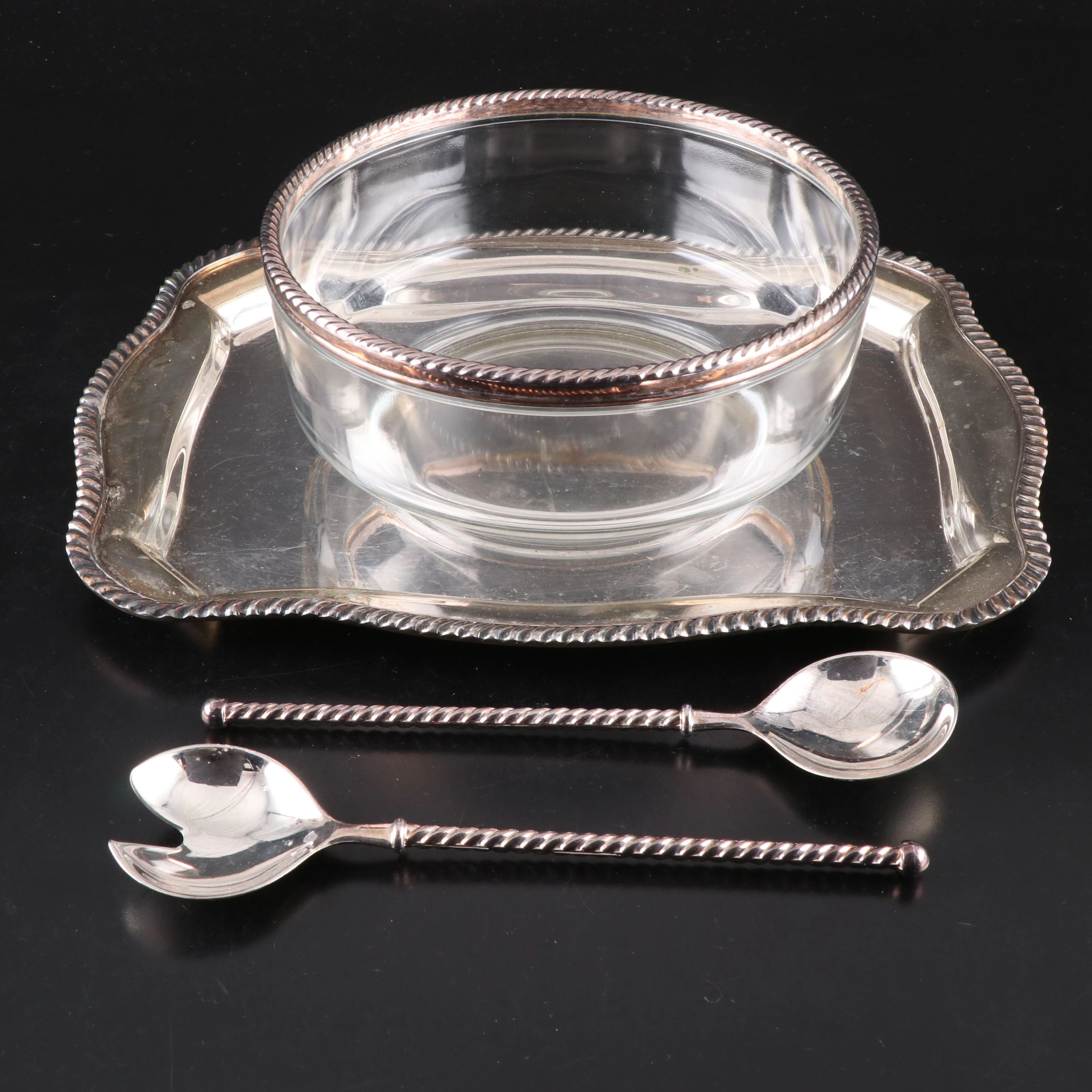 Friedman Silver Co. Silver Plate Tray with Other Italian Serveware