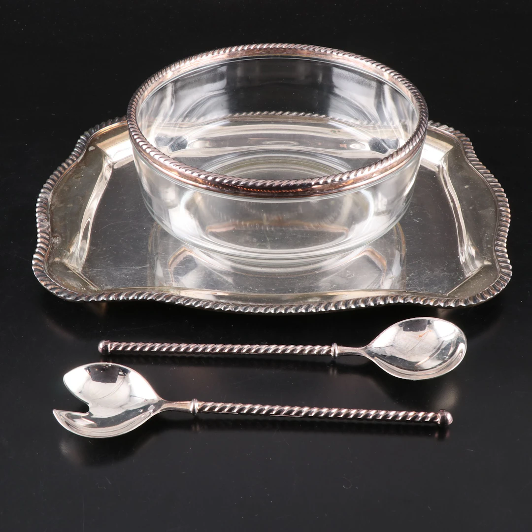 Friedman Silver Co. Silver Plate Tray with Other Italian Serveware