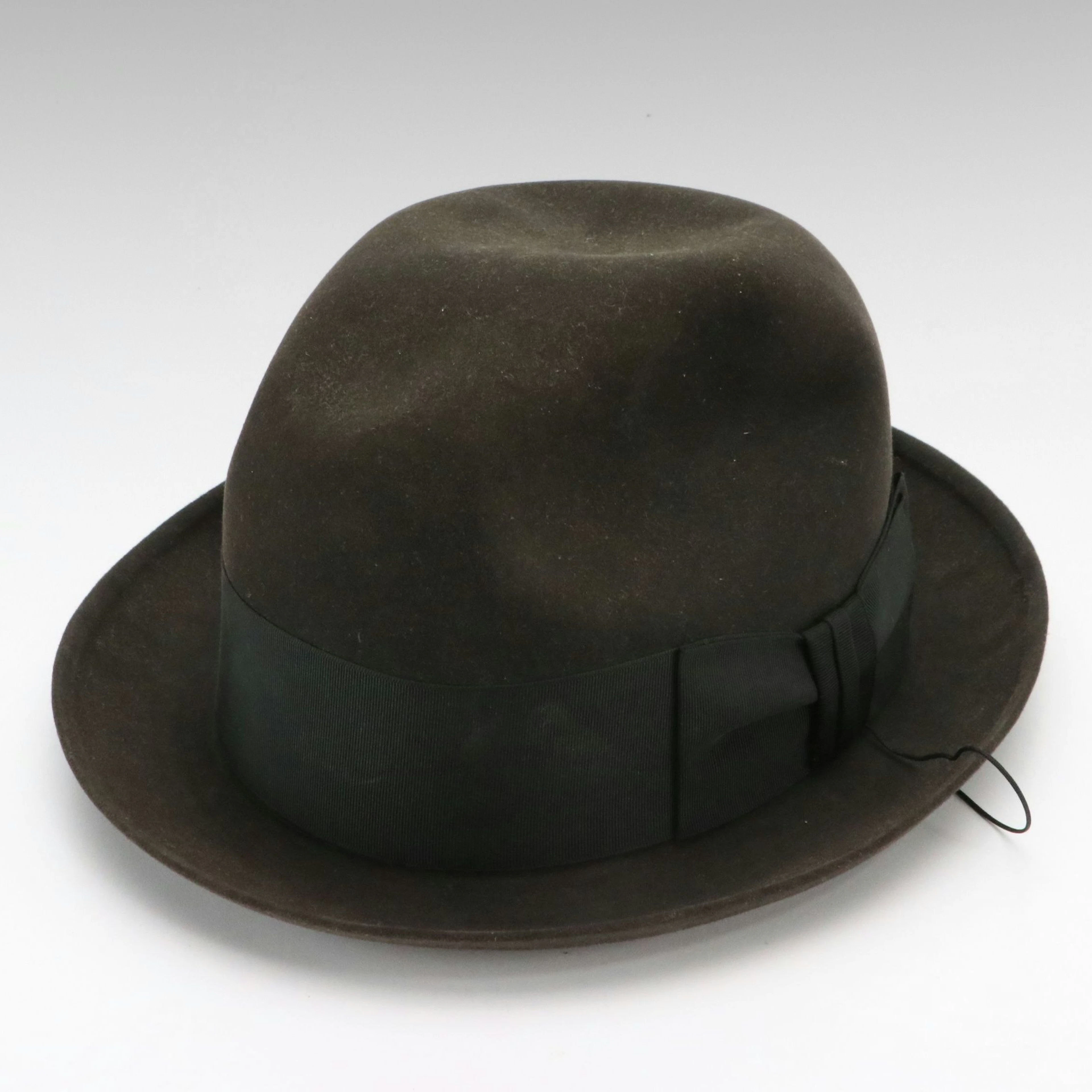 Men's Dobbs Black Felt Fedora Hat with Wind Cord in Box