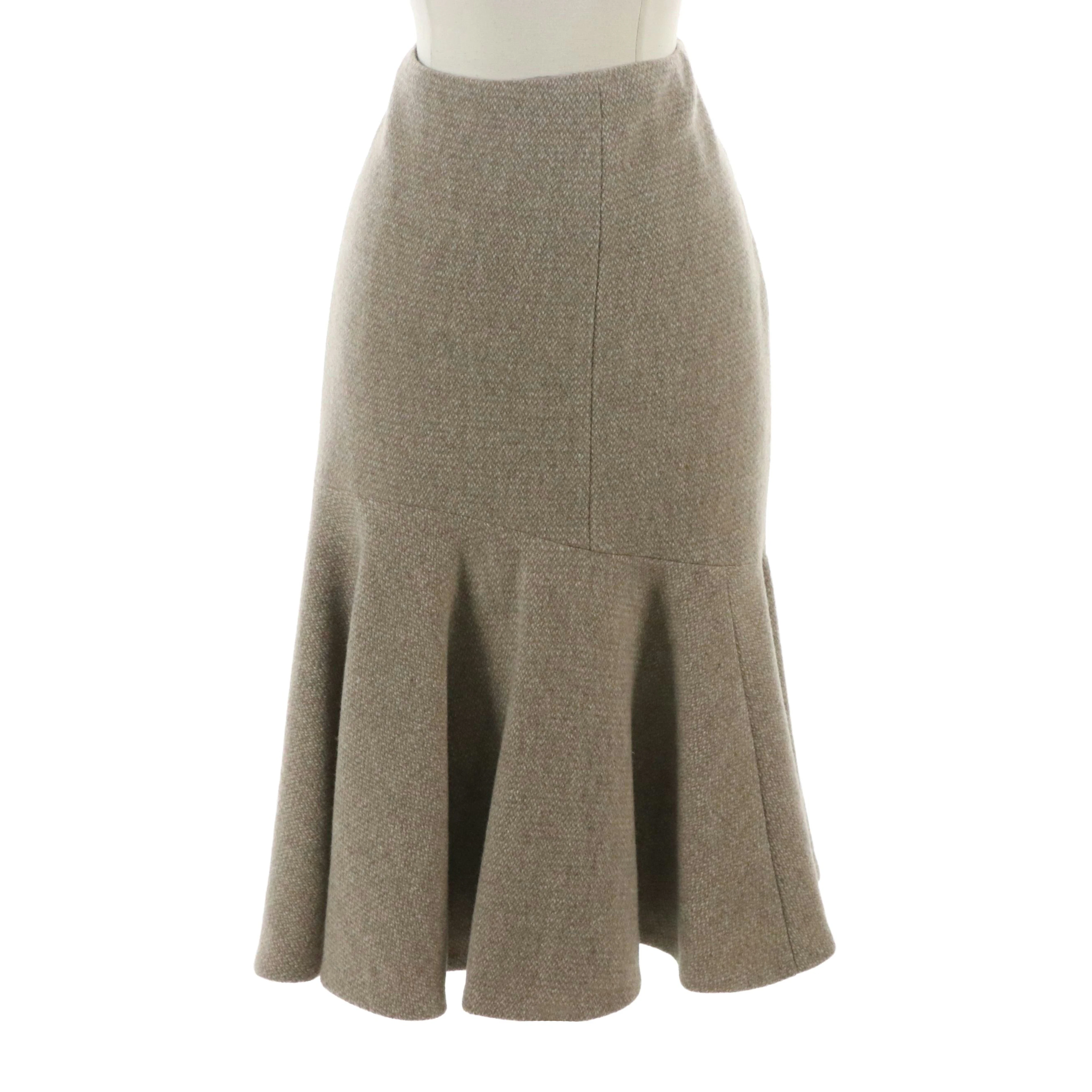 Ralph Lauren Wool Blend Drop Waist Midi Skirt