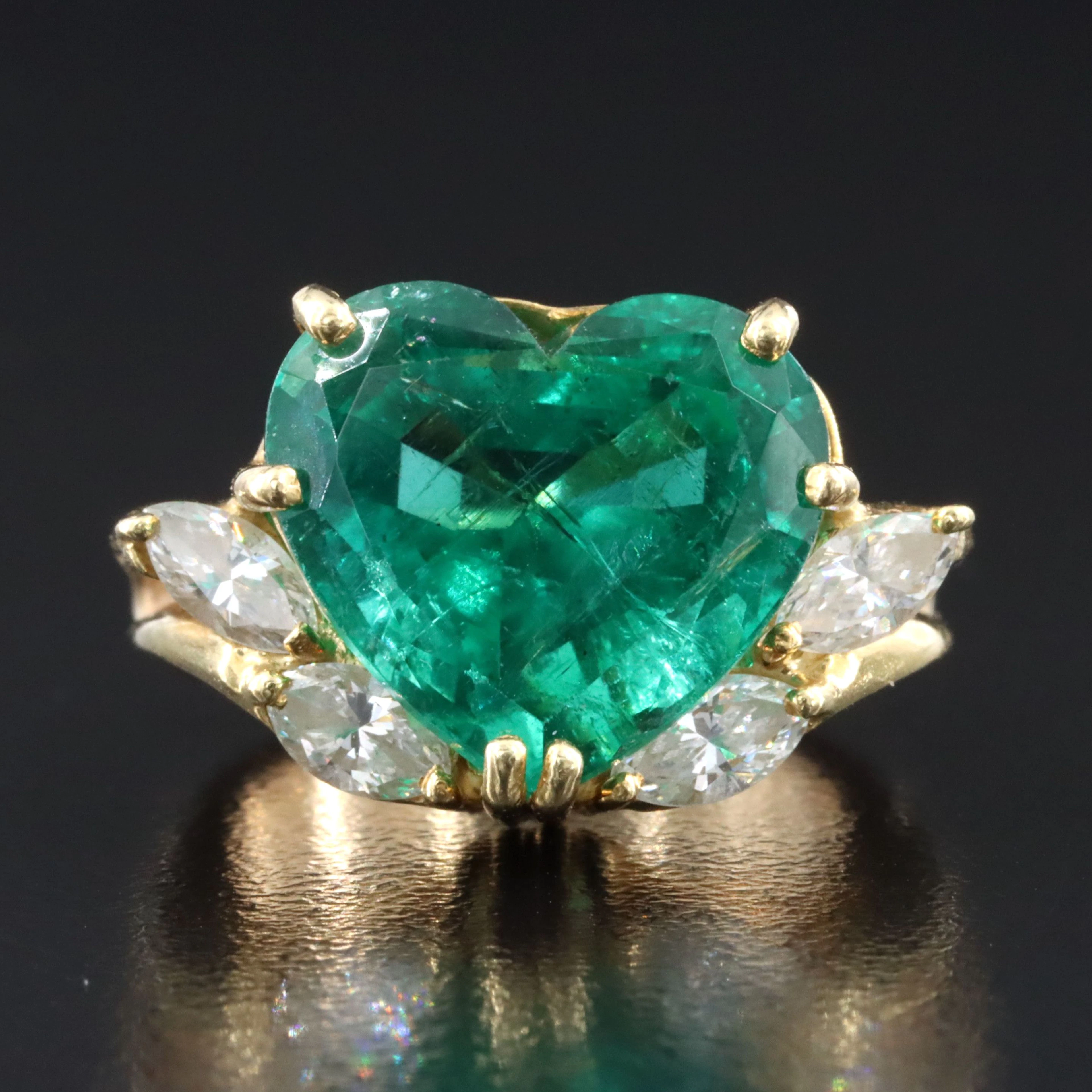 18K 8.72 CT Zambian Emerald and Diamond Ring with GIA Report