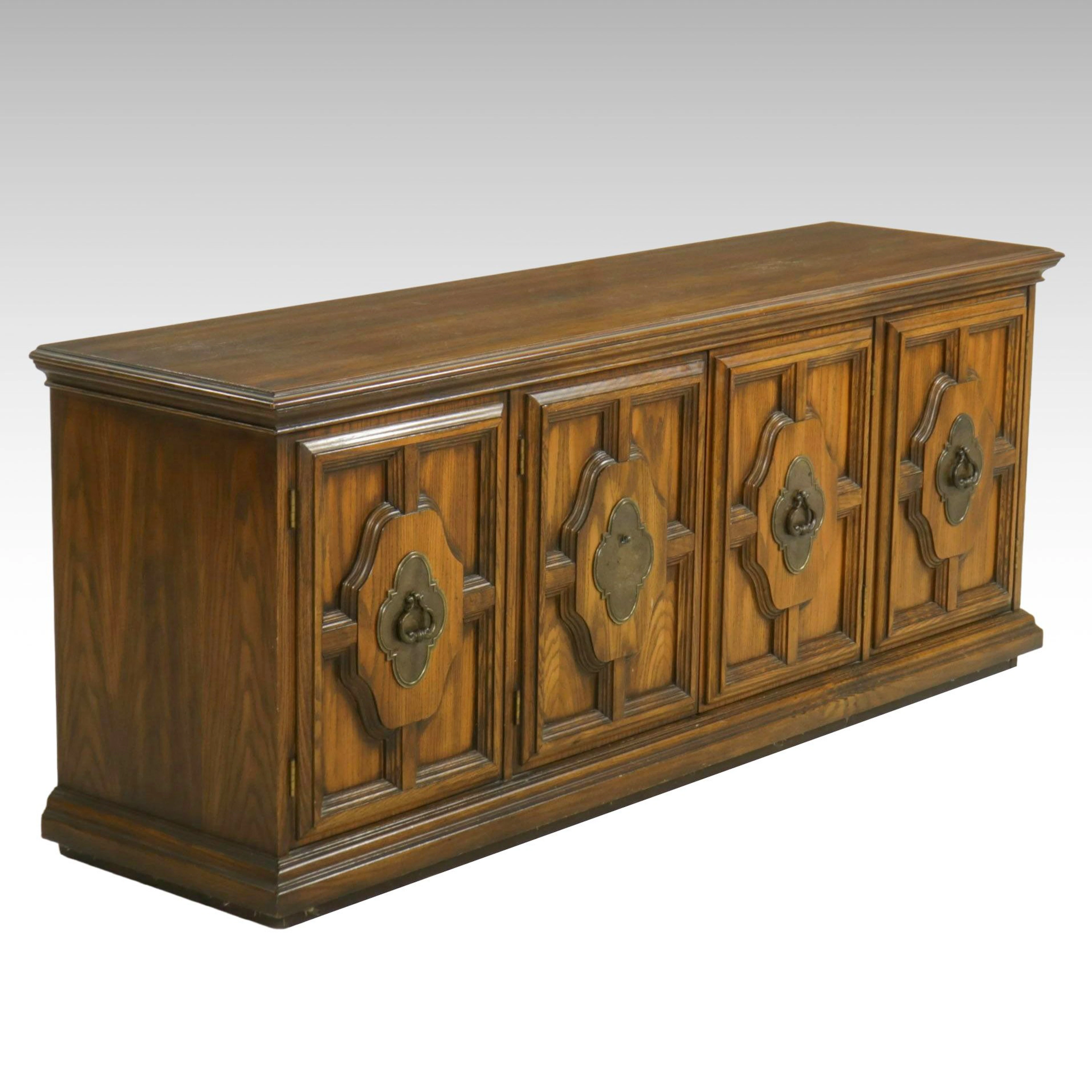 Spanish Baroque Style Oak Credenza, Late 20th Century