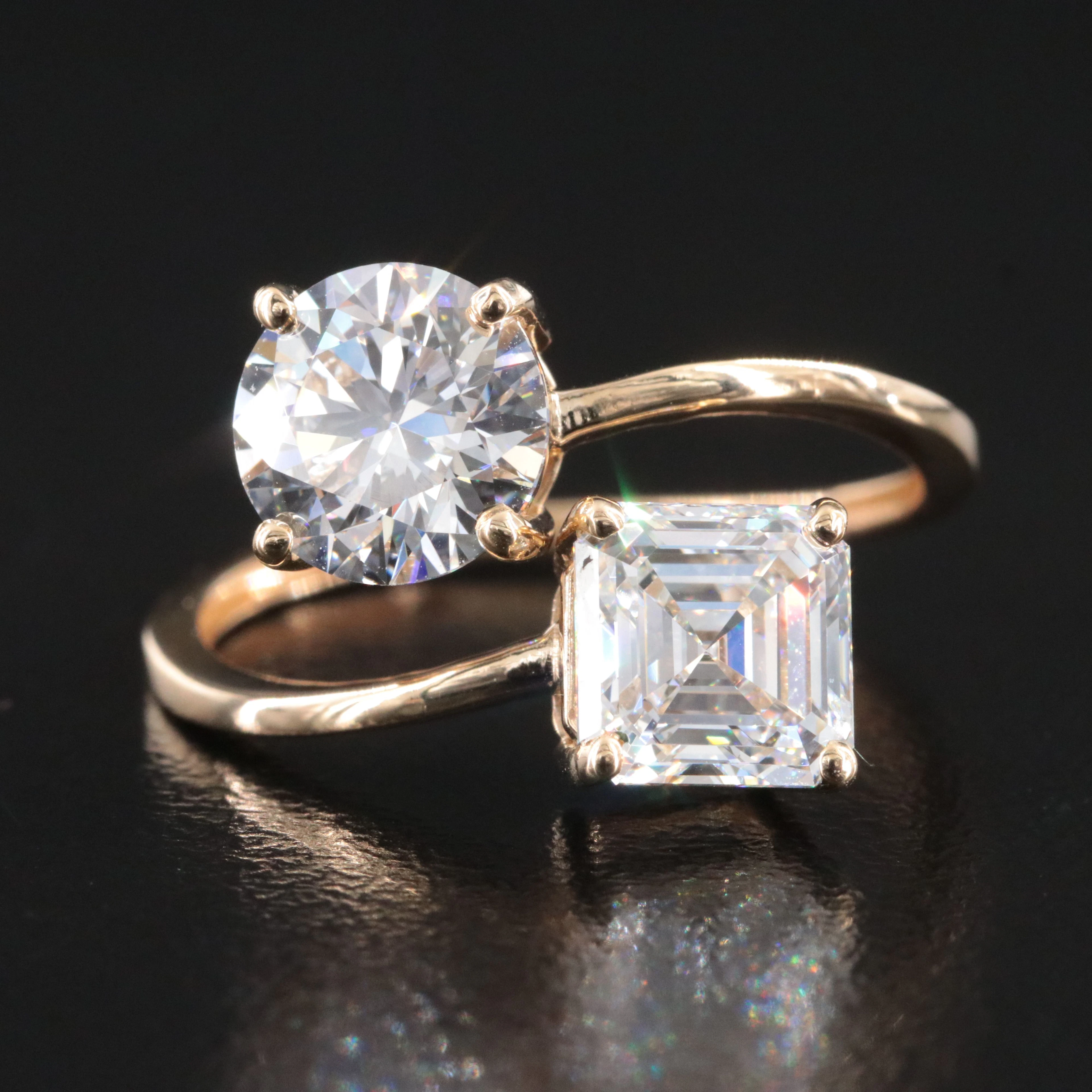14K 2.96 CTW Lab Grown Diamond Bypass Ring with IGI Reports