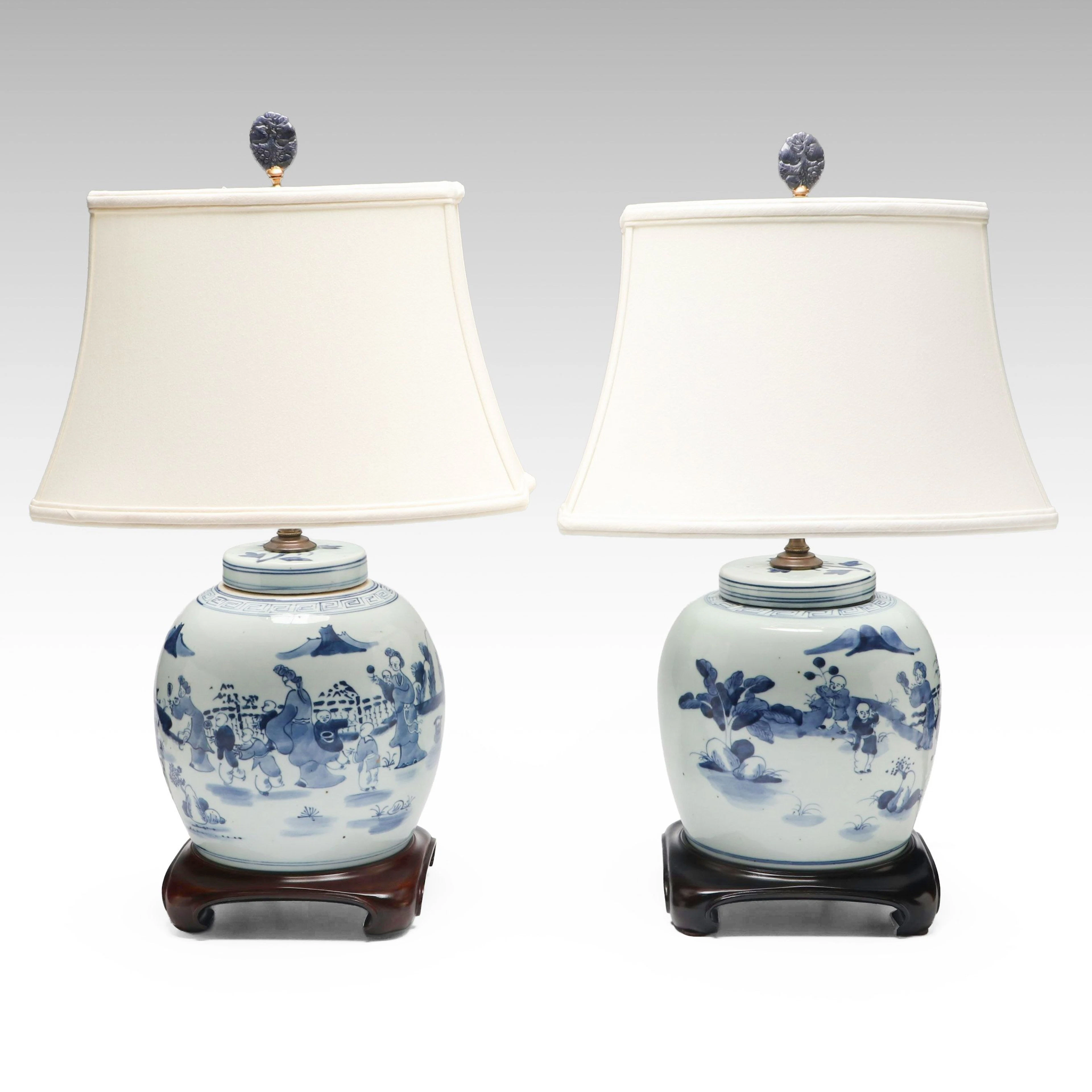 Chinese Blue and White Porcelain Ginger Jar Table Lamps