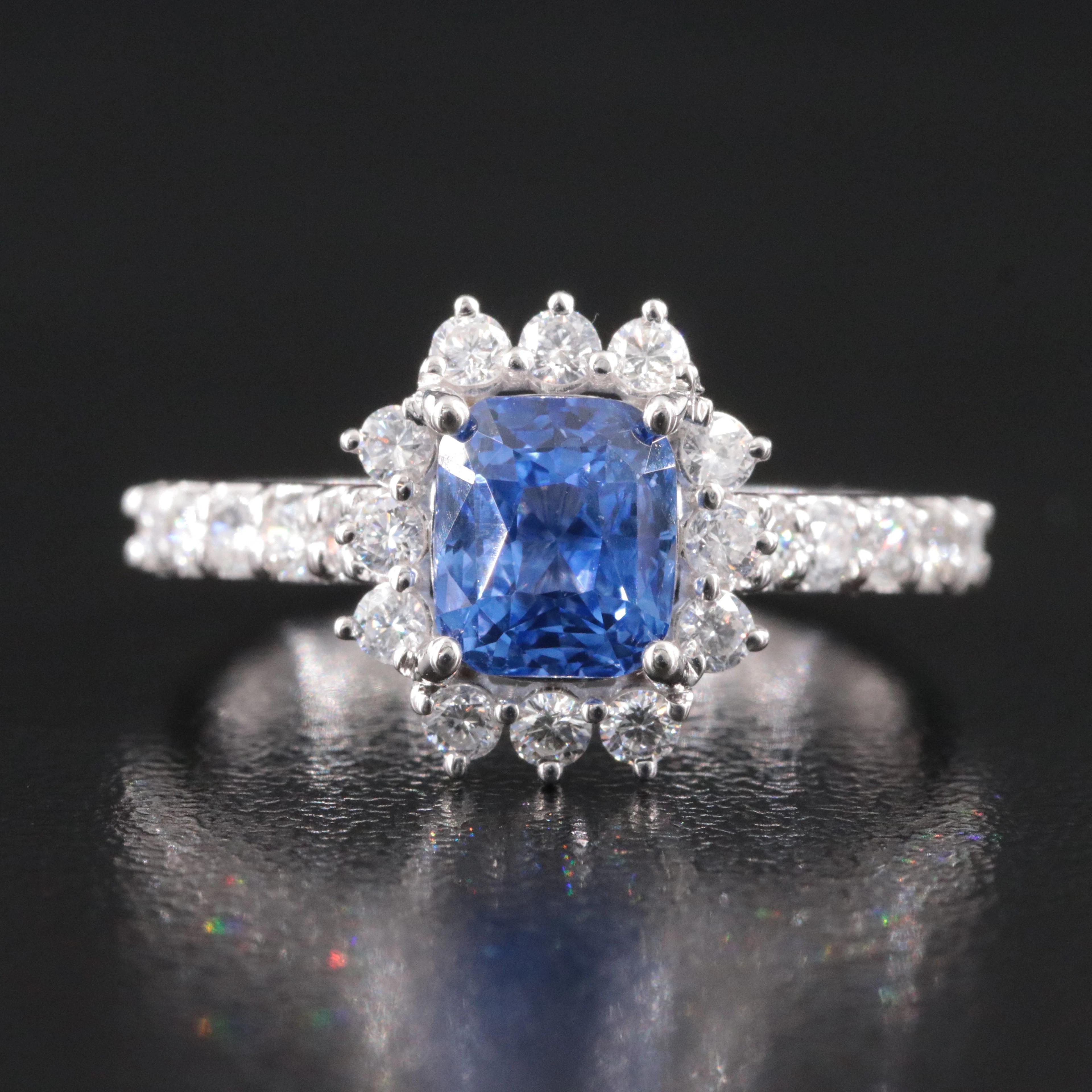 14K 1.85 CT Ceylon Sapphire and Diamond Ring with GIA Report