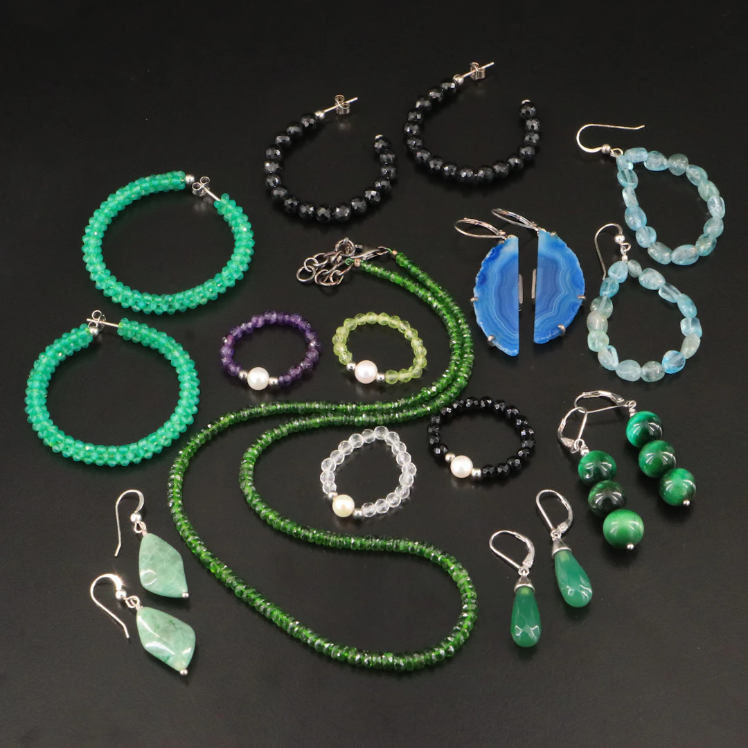 Desert Rose Trading, Sterling, Onyx and Chrome Diopside Featured in Jewelry