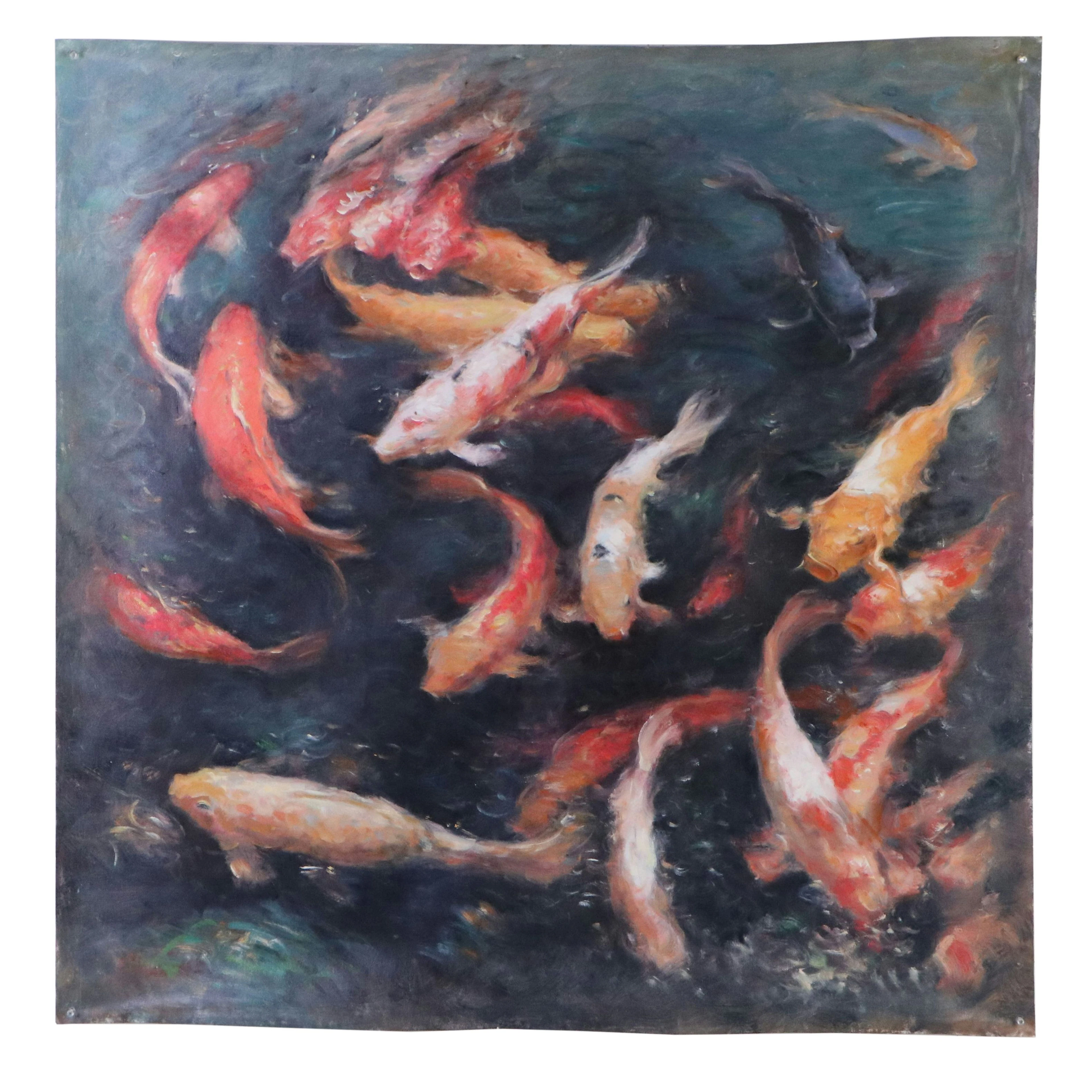 N. Ming Oil Painting "Swimming at Night II," 21st Century