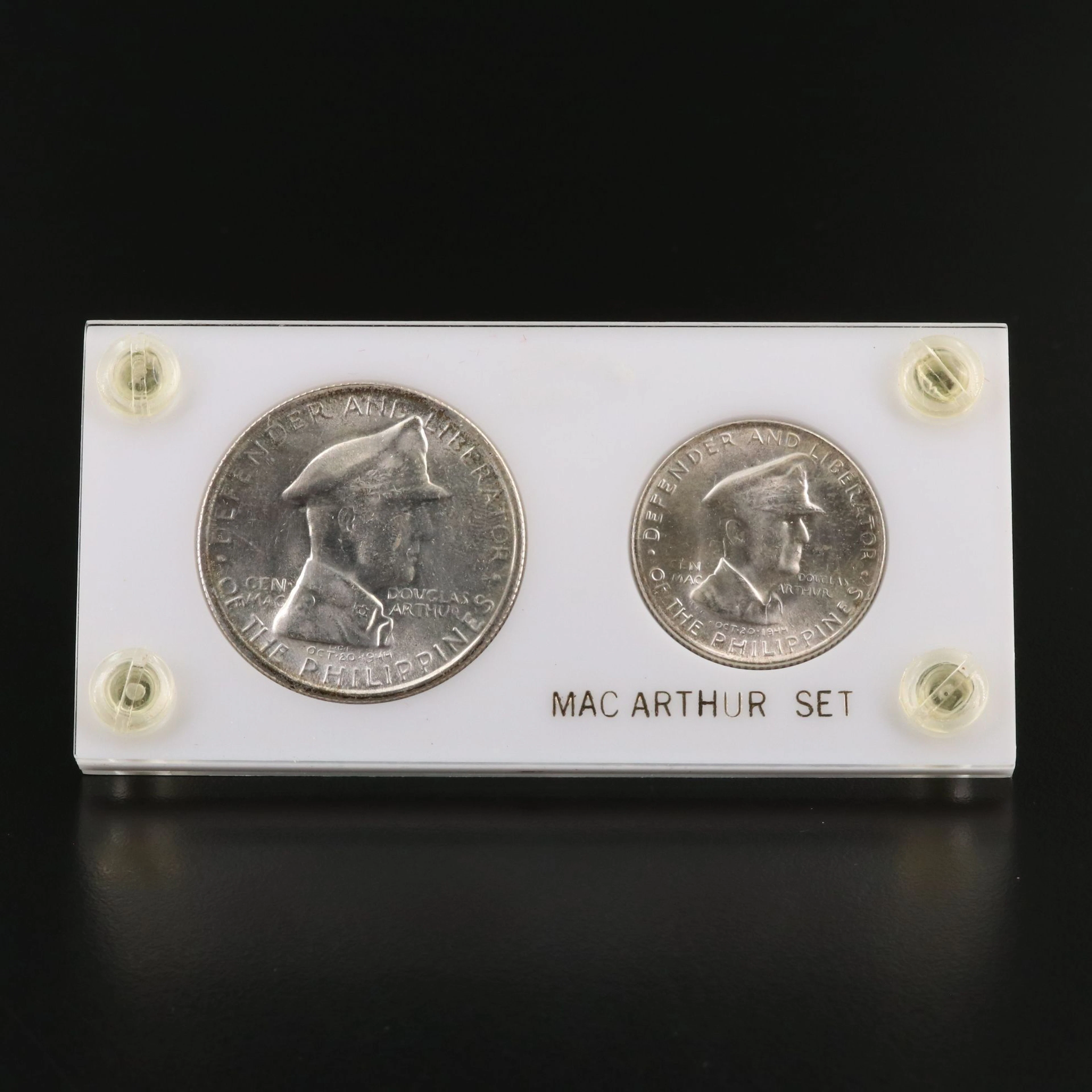 Set of Two Uncirculated 1947 Philippines Douglas MacArthur Silver Coins
