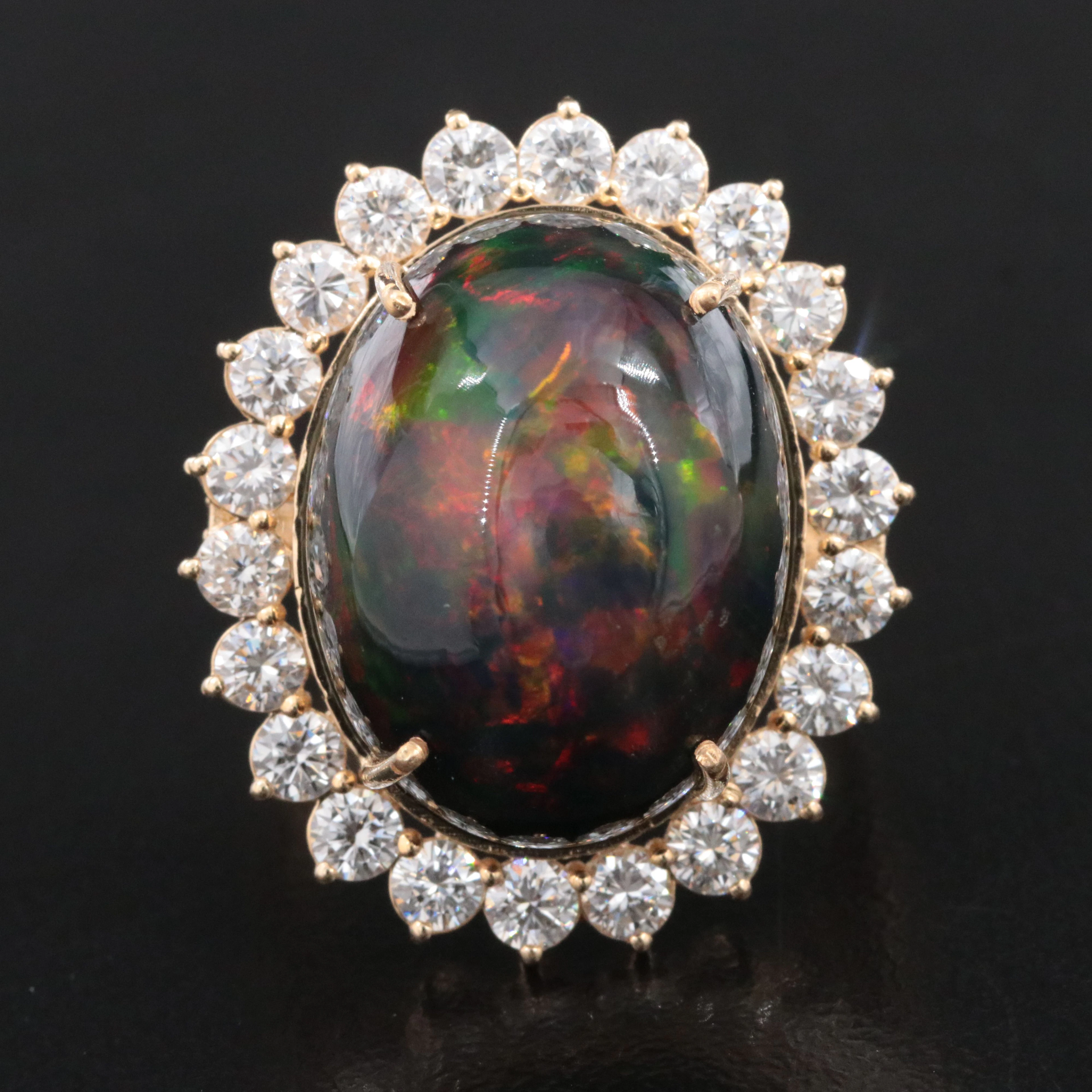 14K 11.85 CT Opal and 1.68 CTW Diamond Ring