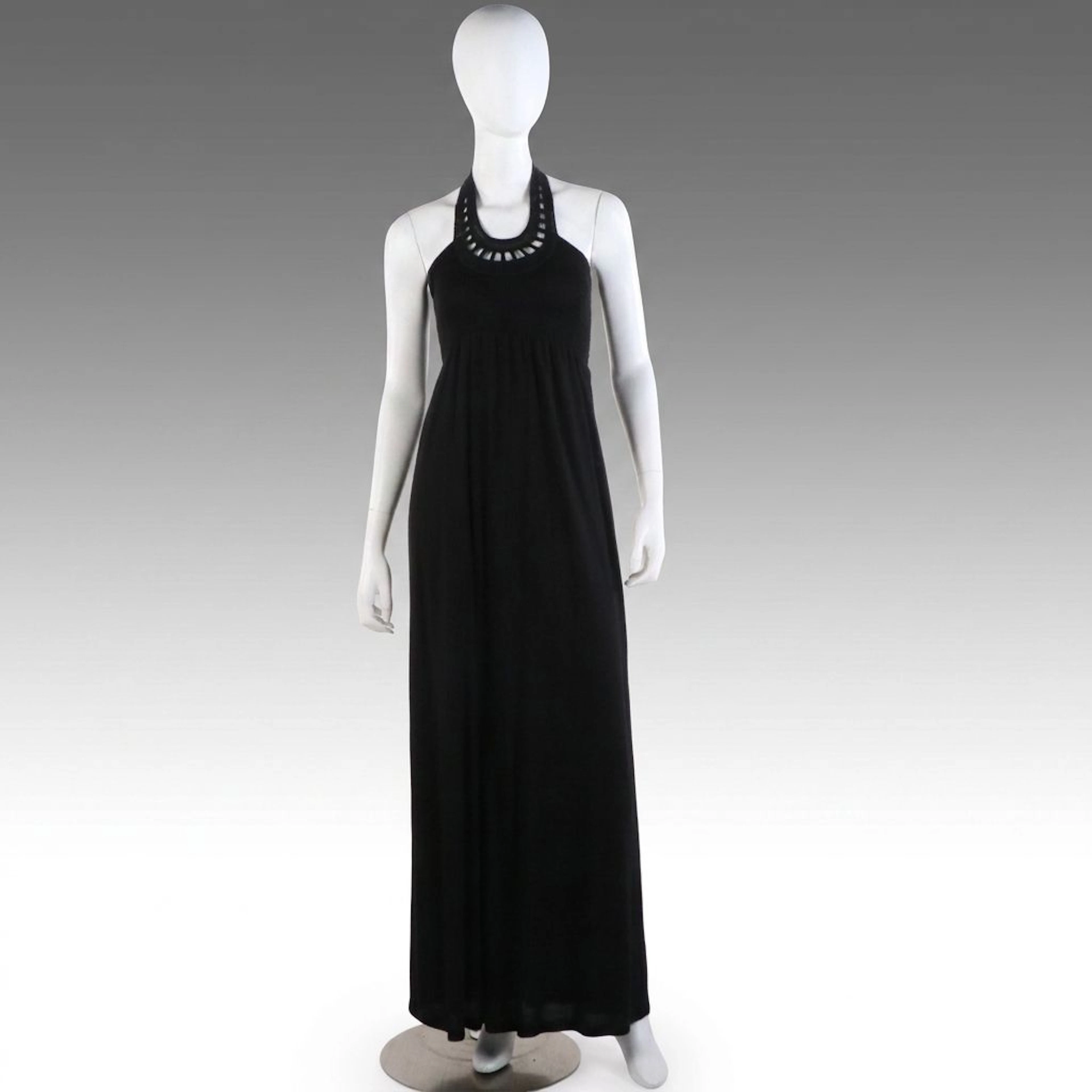 Juicy Couture Black Halter Dress with Crochet Knit Detail